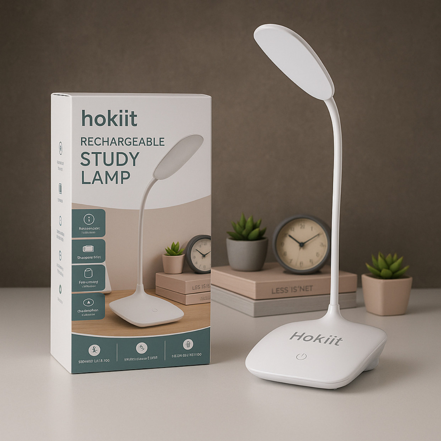 Image of Hokiit Desk Lamp Touch Sensor On /Off Study Lamp USB Rechargeable Study Lamp