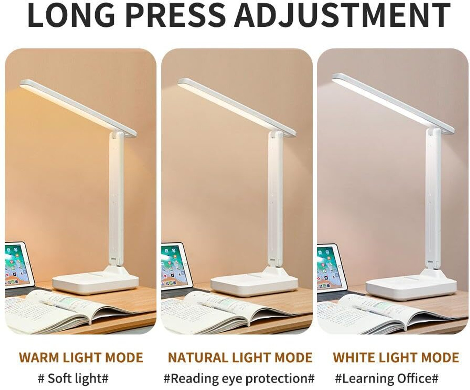 Image of Trust Ware Foldable Desk Light 2000mAh Rechargeable Battery Touch Sensor On /Off Study Lamp