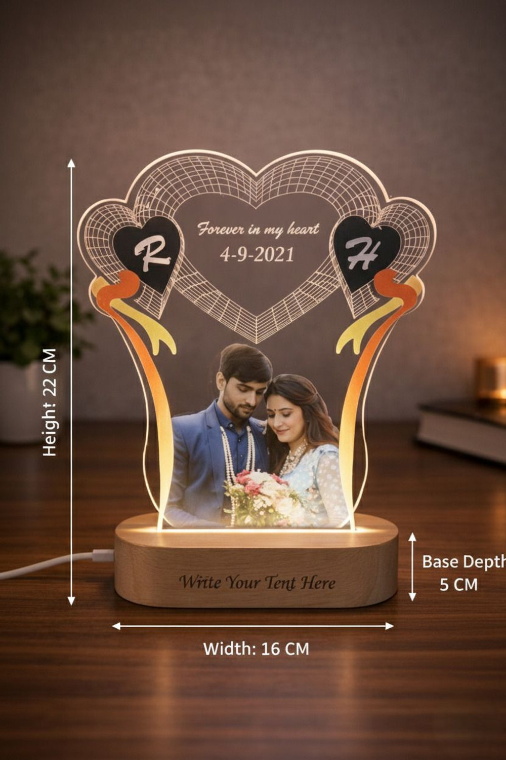 Image of Shayona Acrylic Night Lamp with 5 Color Changing you are my love Night Lamp Night Lamp