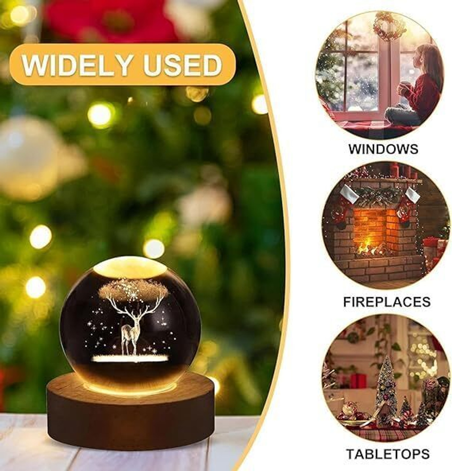Image of HOUSE OF COMMON Deer Crystall Ball for Home Decor Creative Crystal Ball,USB LED Crystal Ball Night Lamp