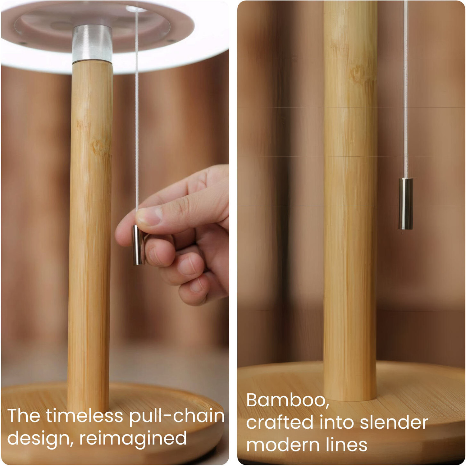 Image of TIMALFI Rechargeable Table Lamp Pull Chain Switch 3 Color LED Light Dimmable (Bellara) Table Lamp