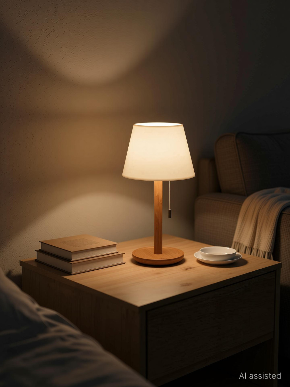 Image of TIMALFI Rechargeable Table Lamp Pull Chain Switch 3 Color LED Light Dimmable (Bellara) Table Lamp