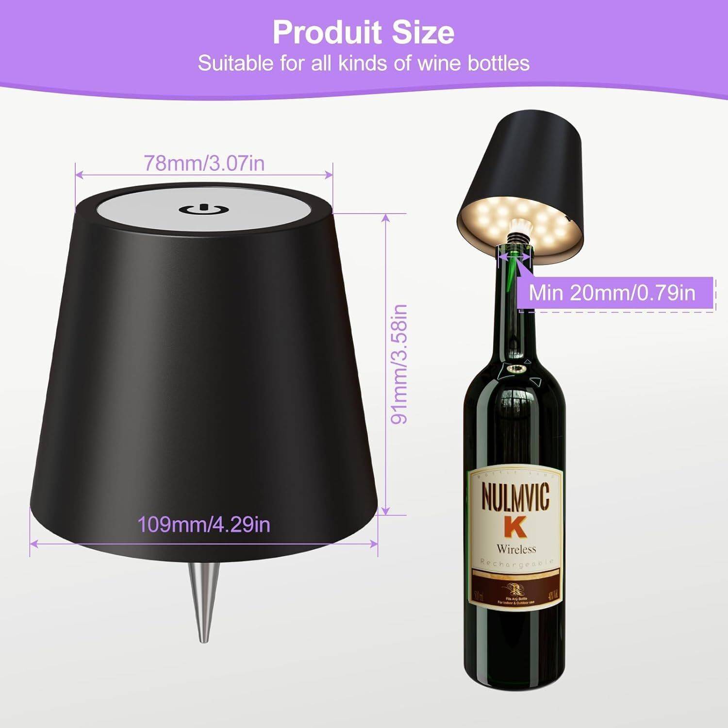 KIZJORYA Wine Lamp, LED Wireless Wine Bottle Lamp Shade Table Lamp