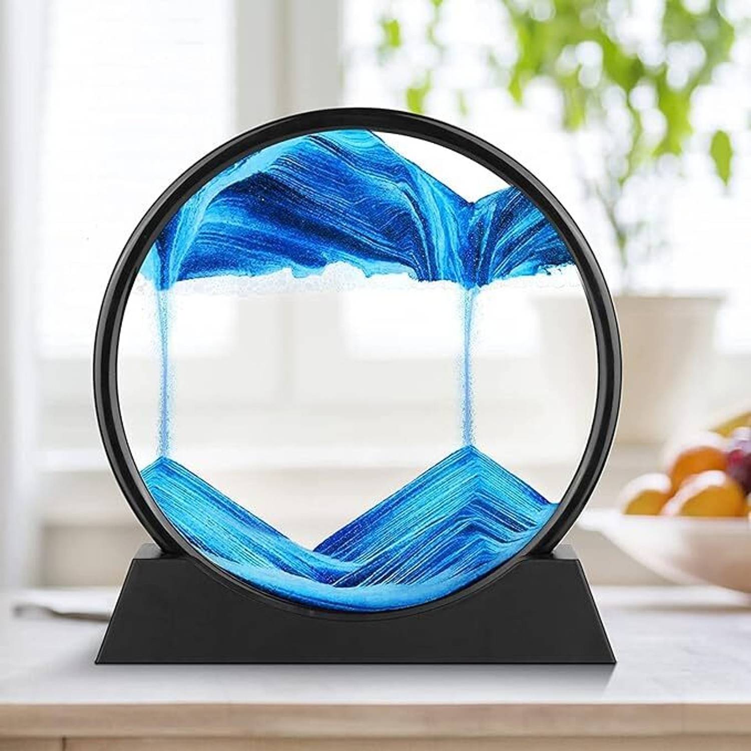 CAPLIC 3D Moving Sand Art Frame Round Table Decor Flowing Sand Di