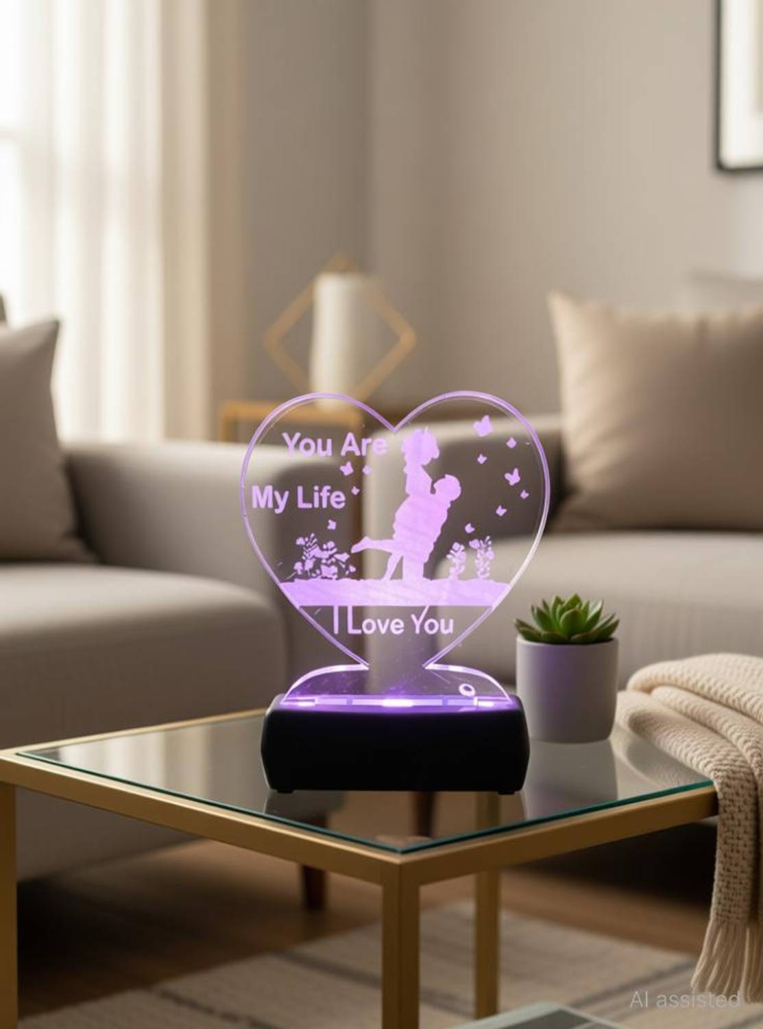 Amrut art I LOVE YOU 3D LED Night Lamp &3D Illusion LED Night Lamp (Multicolour) Night Lamp