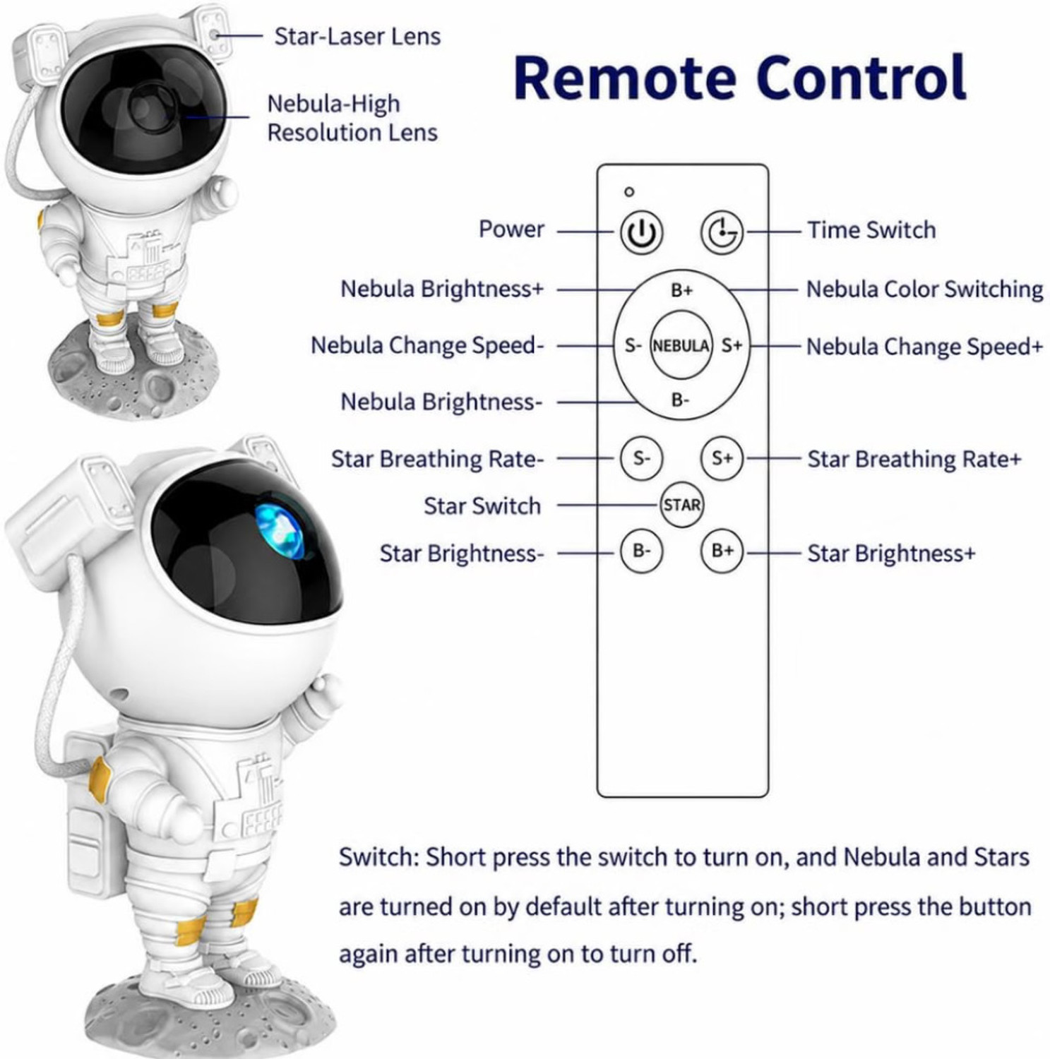 Image of Astronaut galaxy projector Astronaut Projector Lamp For Home Night Lamp (22 cm, White)