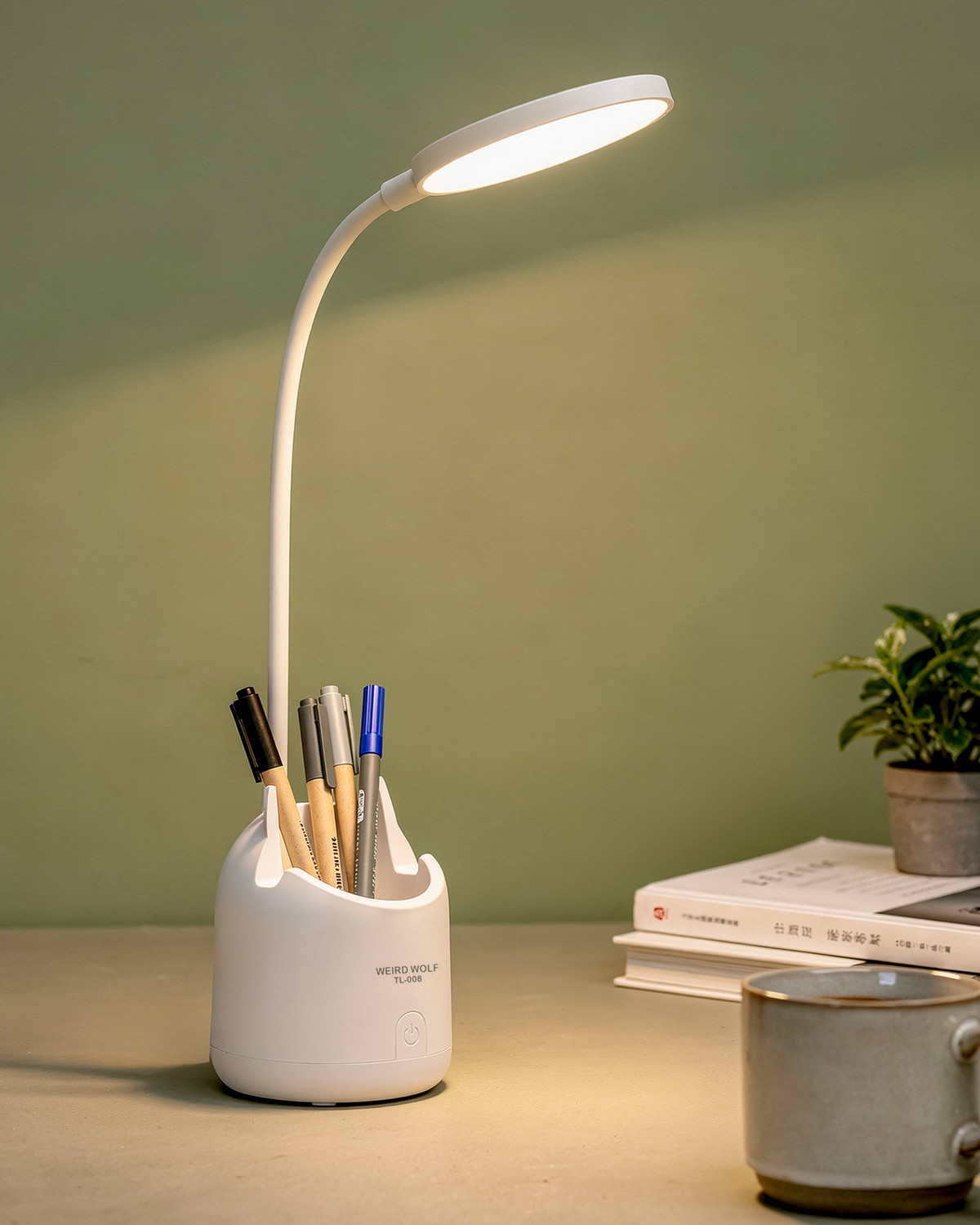 Image of WEIRD WOLF 3 Color Mode Rechargeable Study Lamp for Home, Adjustable Brightness Study Lamp