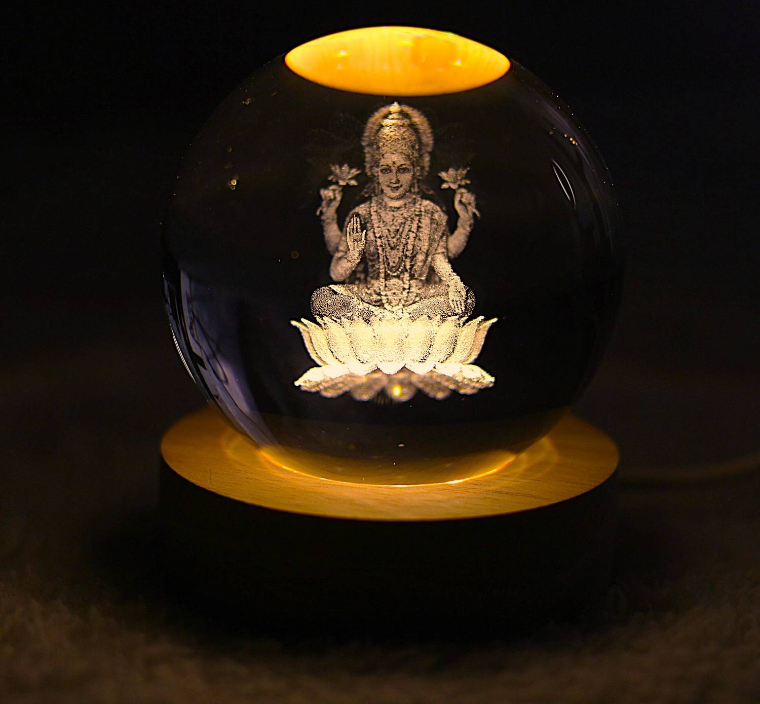 Aipom 3D Lakshmi Ji Crystal Ball Night Lamp