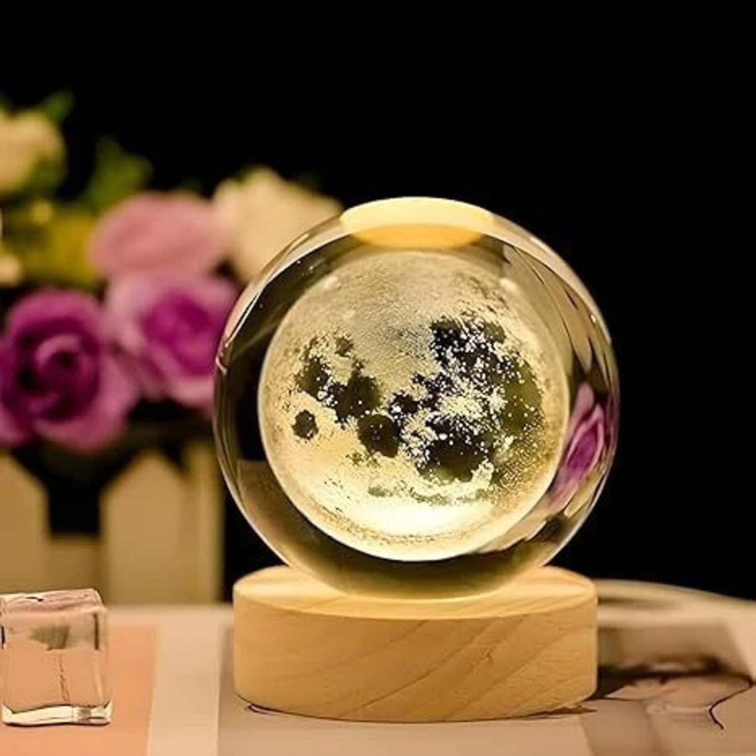 trendify 3D Moon Crystal Ball Planet Crystal Ball Night Light Nig