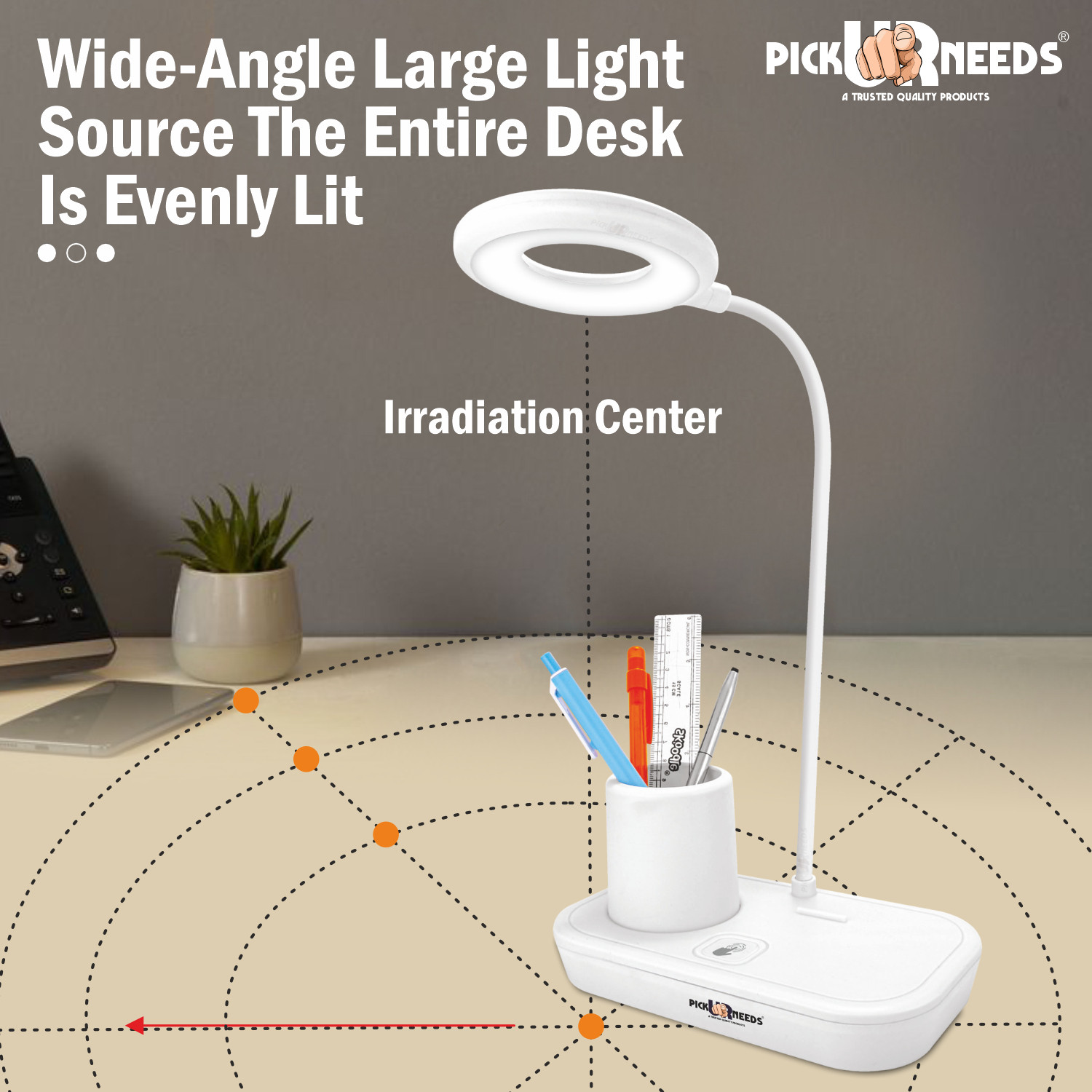 Image of Study Table Lamp Rechargeable Table Lamp Torch ON / OFF With Pen Stand Night Desk Light Study Lamp