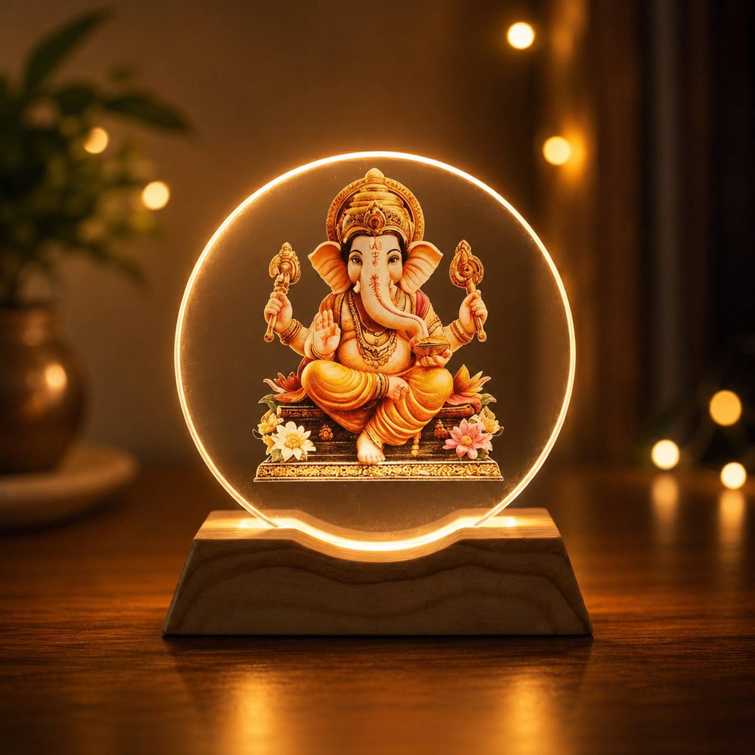 ANKRI Lord Ganesha Decorative LED Lamp for Home, Temple & Office Desk Table Lamp