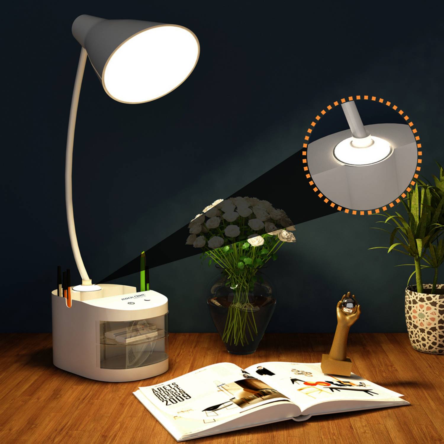 FIZZYTECH 360° Flexible Desk Lamp Light with Touch Control, 3 Sha