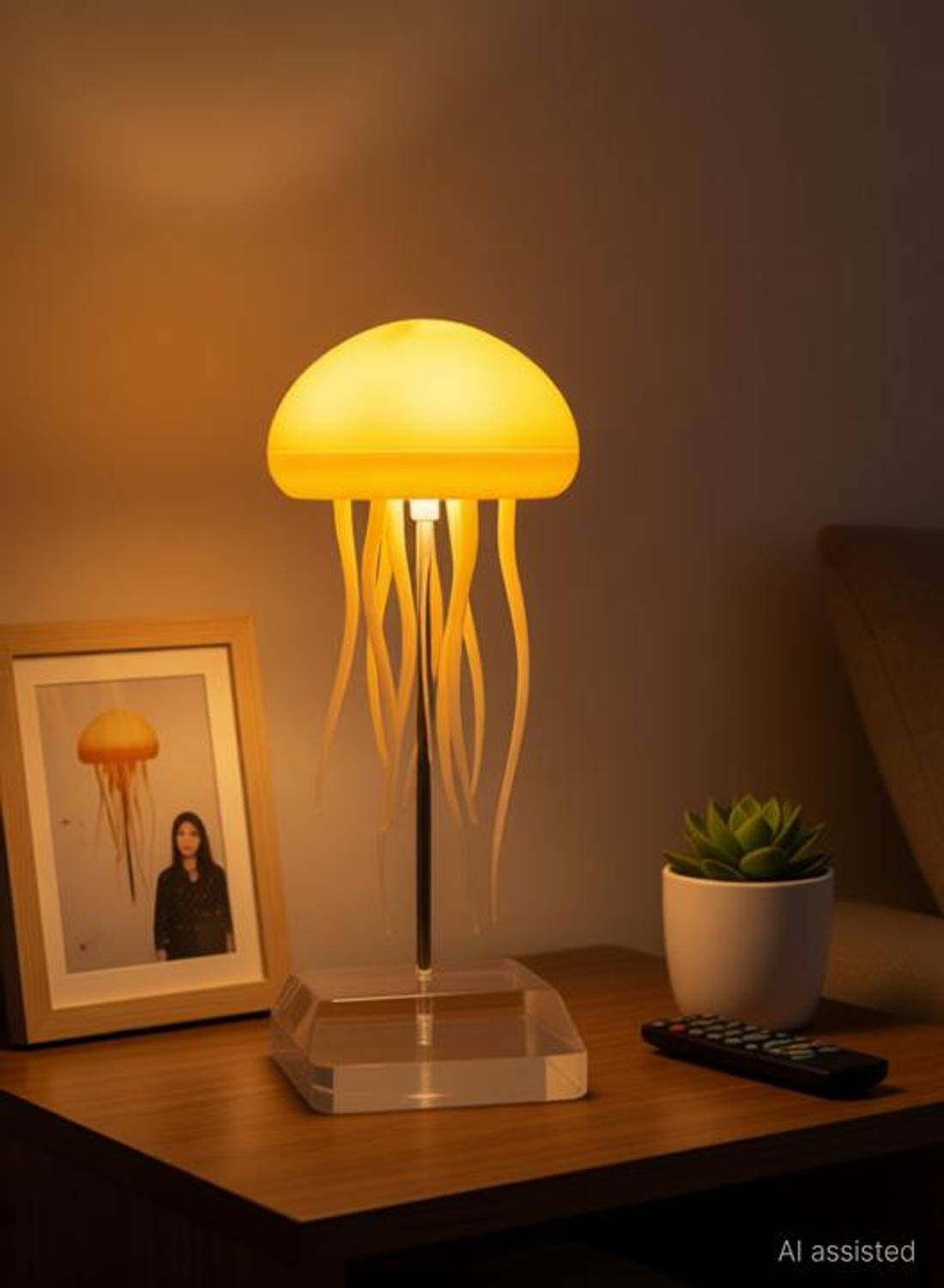 Calldrishe Jellyfish Light with Realistic Floating Effect Colorful LED Jellyfish Tank Light Table Lamp