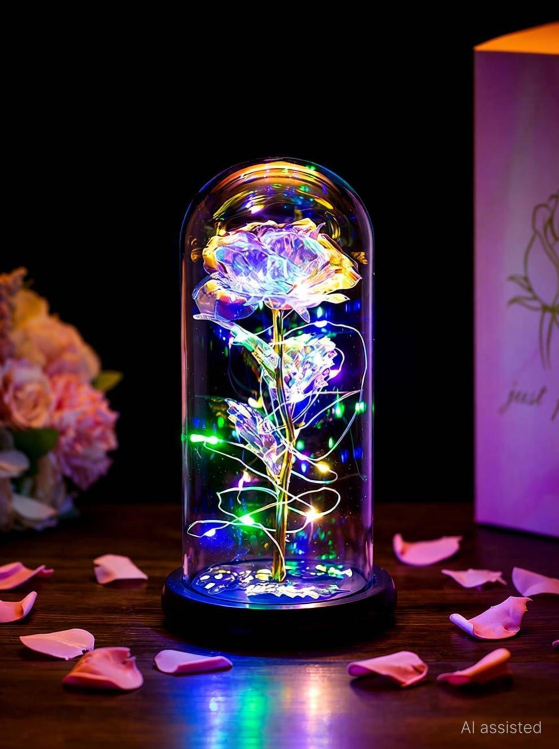 sanbhav Galaxy Rose Flower Gift Colorful Artificial Flower Rose w