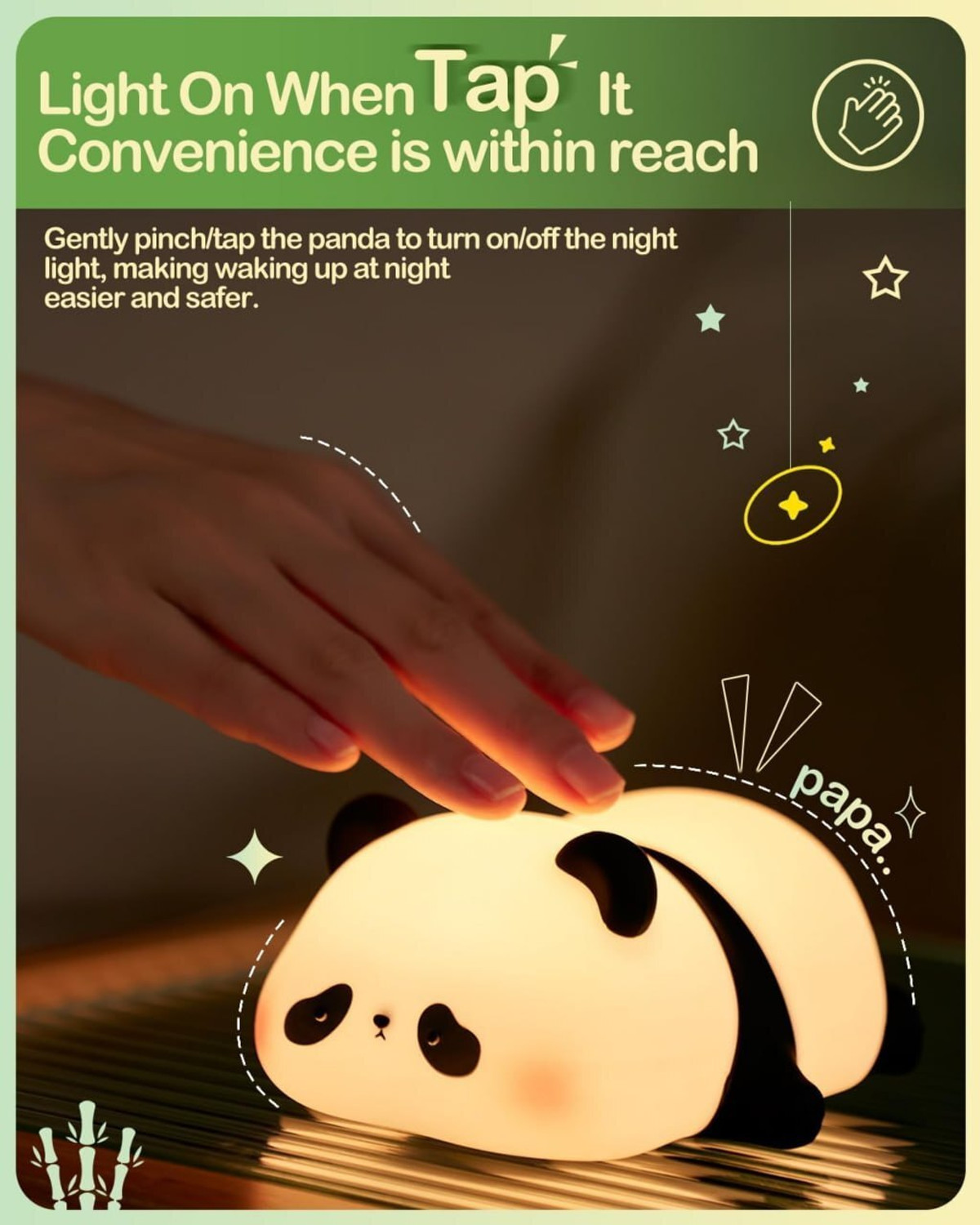 Image of YIQELU Panda Night Light for Kids, Cute Silicone Nursery Lamp for Baby and Toddler Night Lamp