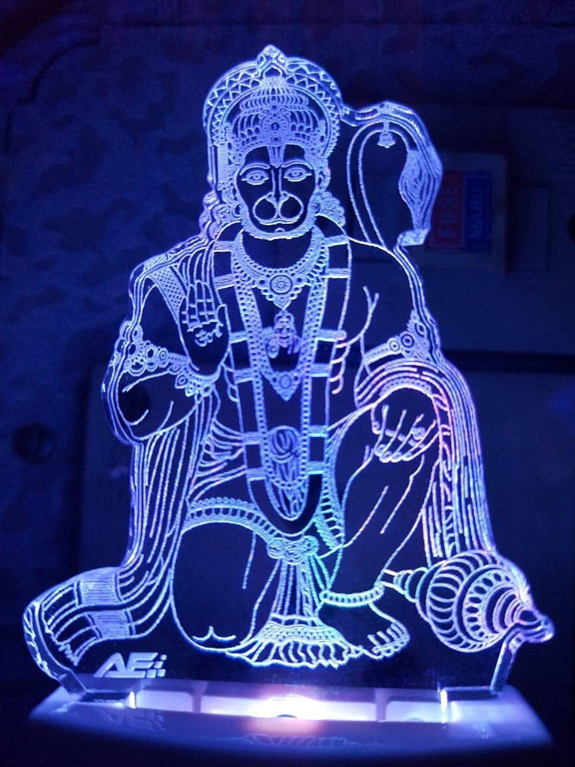 Image of Grishma Fashion Acrylic Color Changing 3D Visual Illusion LED Multicolor Night Lamp Hanuman 01 Night Lamp