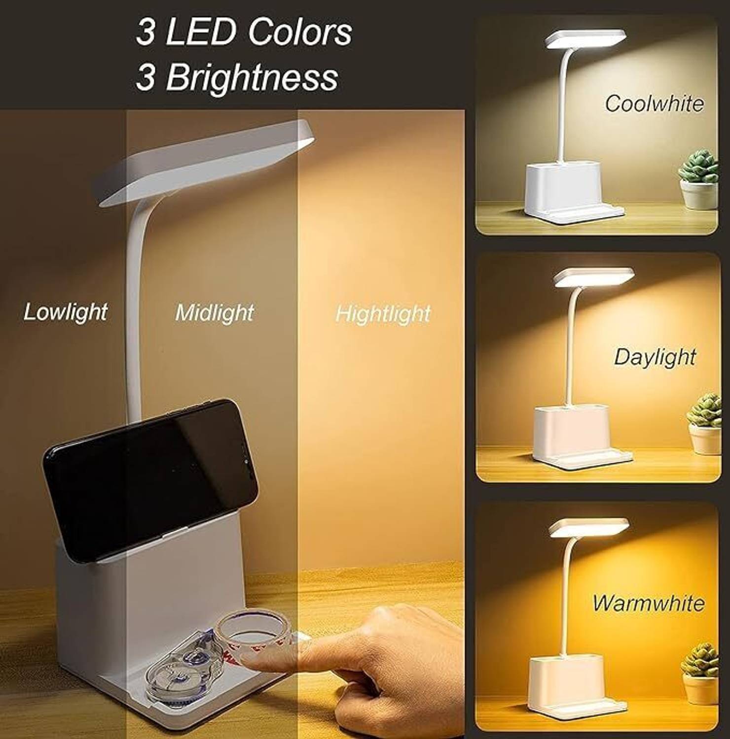 iDOLESHOP LED Desk Lamp with Pen Holder - Image 5