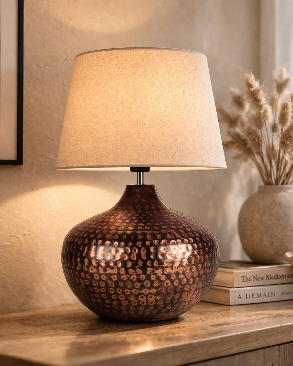 Homesake Antique Table Lamp Hammered Oil-Rubbed Bronze Metal Line