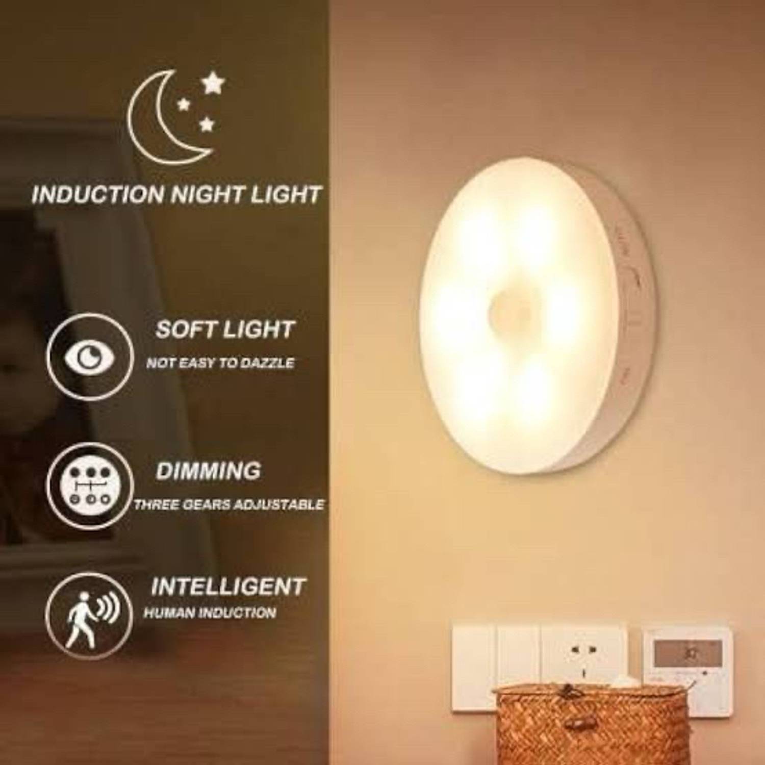 Bromdate BODY INDUCTION LAMP Night Lamp (8 cm, White)