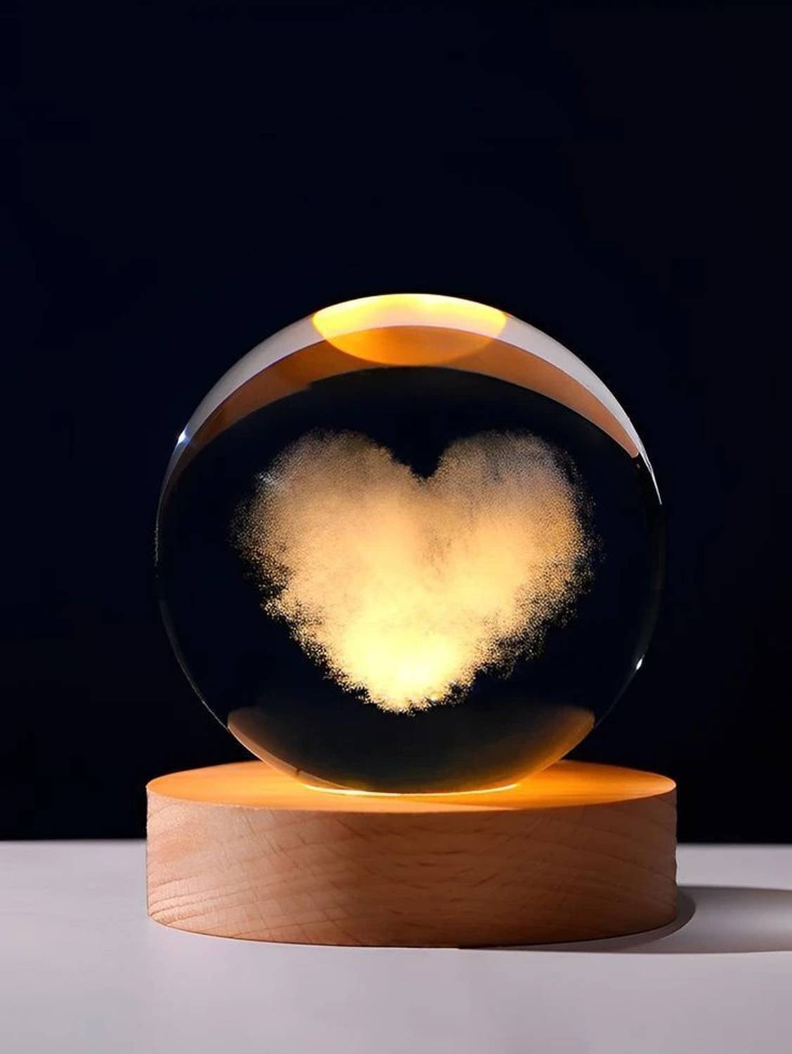 ETN 3D Galaxy Crystal Ball Night Lamp,Creative Engraved Crystal B