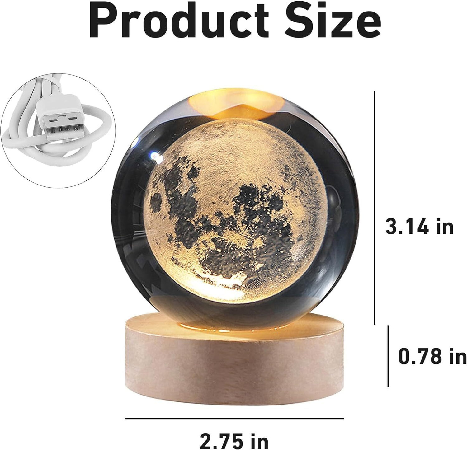 Image of KMJSA Moon Crystal Ball Lamp Night Lamp