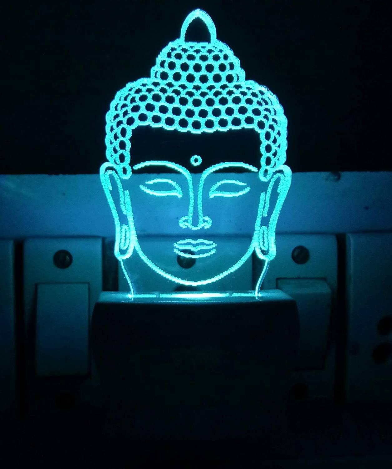 ALTROSS 3D Latest GOD BUDHDHA Acrylic Night Lamp with 7 Colour Changing | 3D Decorative Illusion LED Plug Night Lamp for Bedroom | Gift | Office | Living room Night Lamp