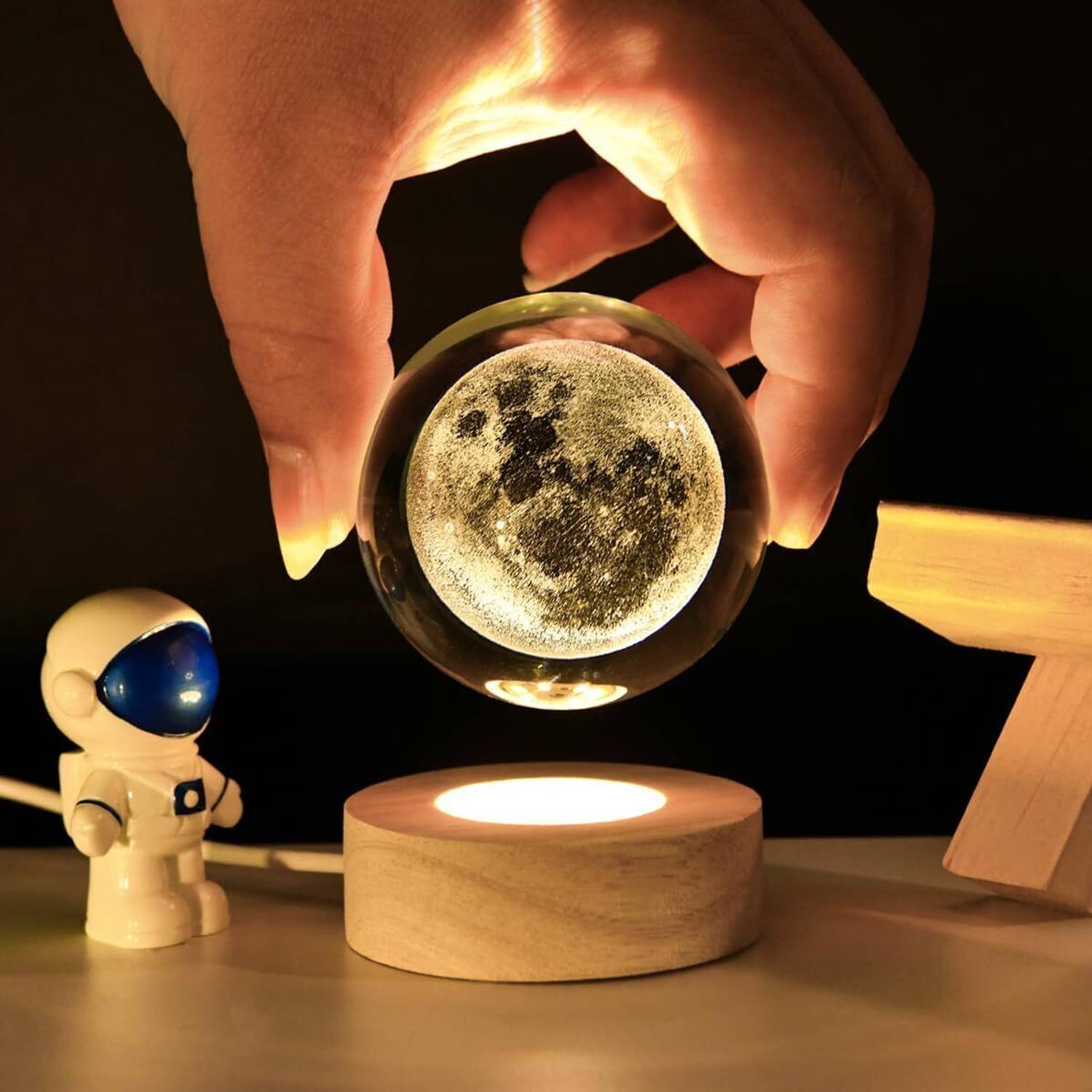 HOUSE OF COMMON 3D Moon Crystal Ball Night Lamp