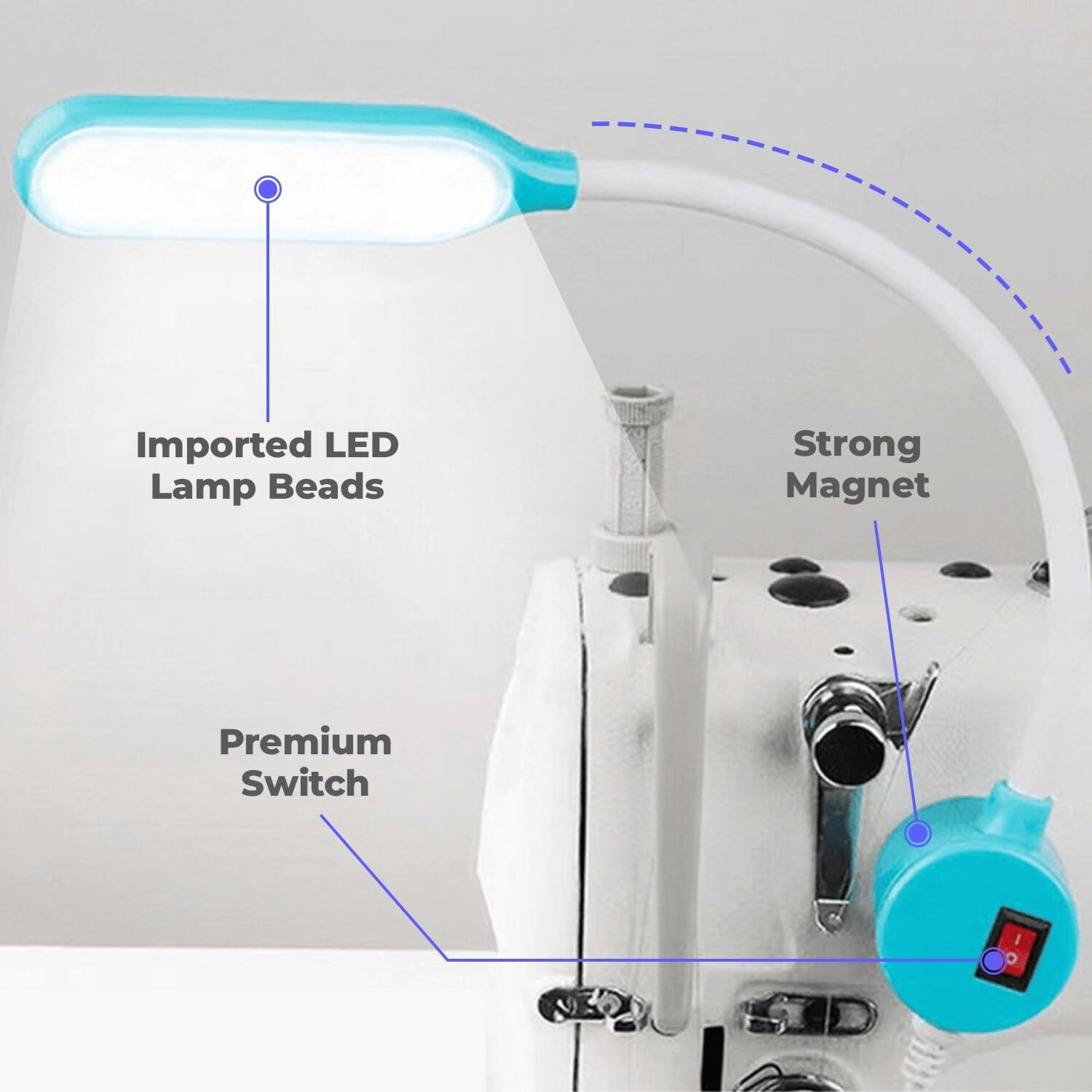 Image of DEGNO Sewing light led with magnetic base gooseneck high bright sewing machine light Study Lamp