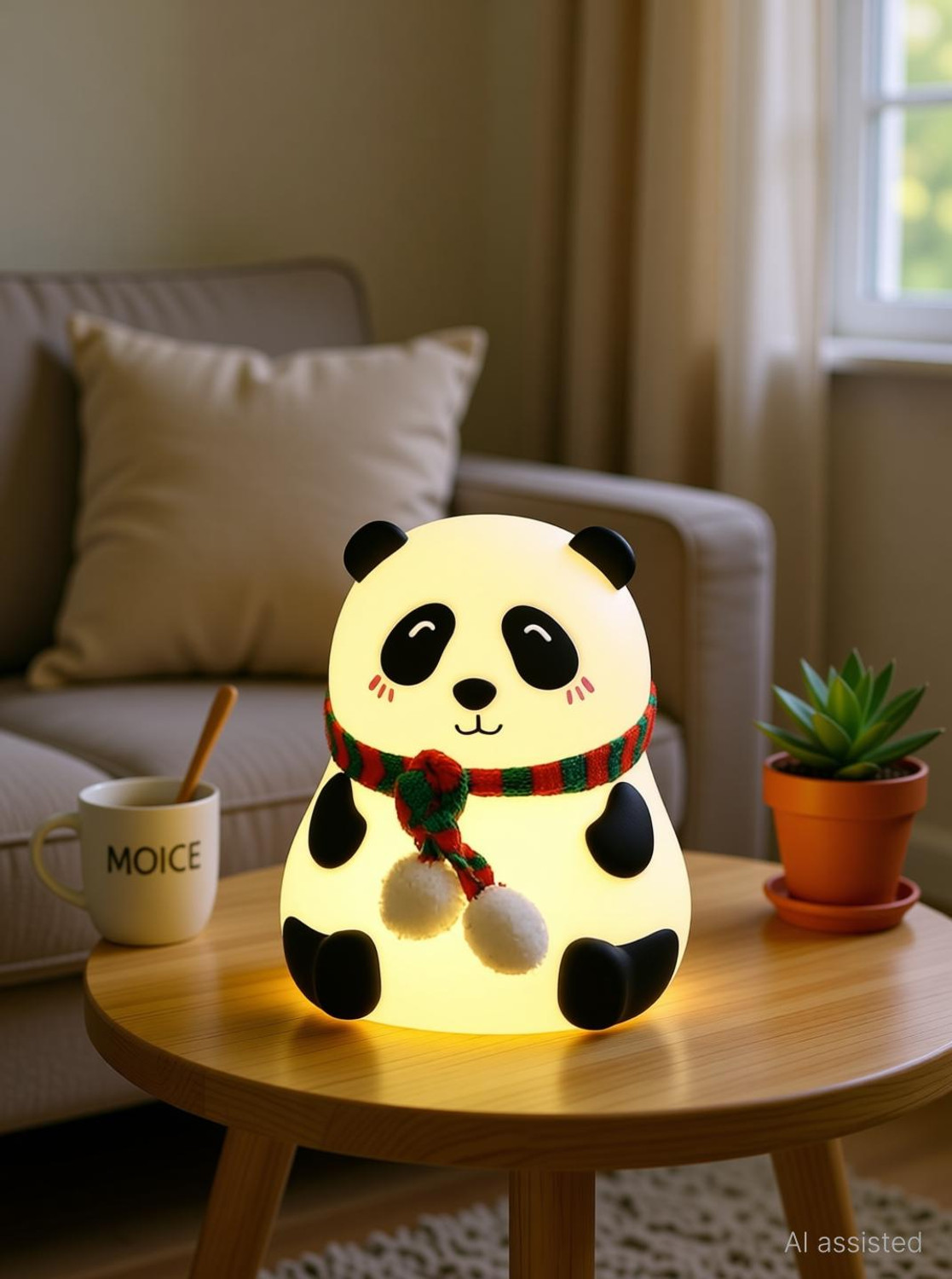 Image of Mira Farmcraft Adorable 7-Color LED Changing Lamp Silicone Cute Panda Rechargeable Night Light Table Lamp