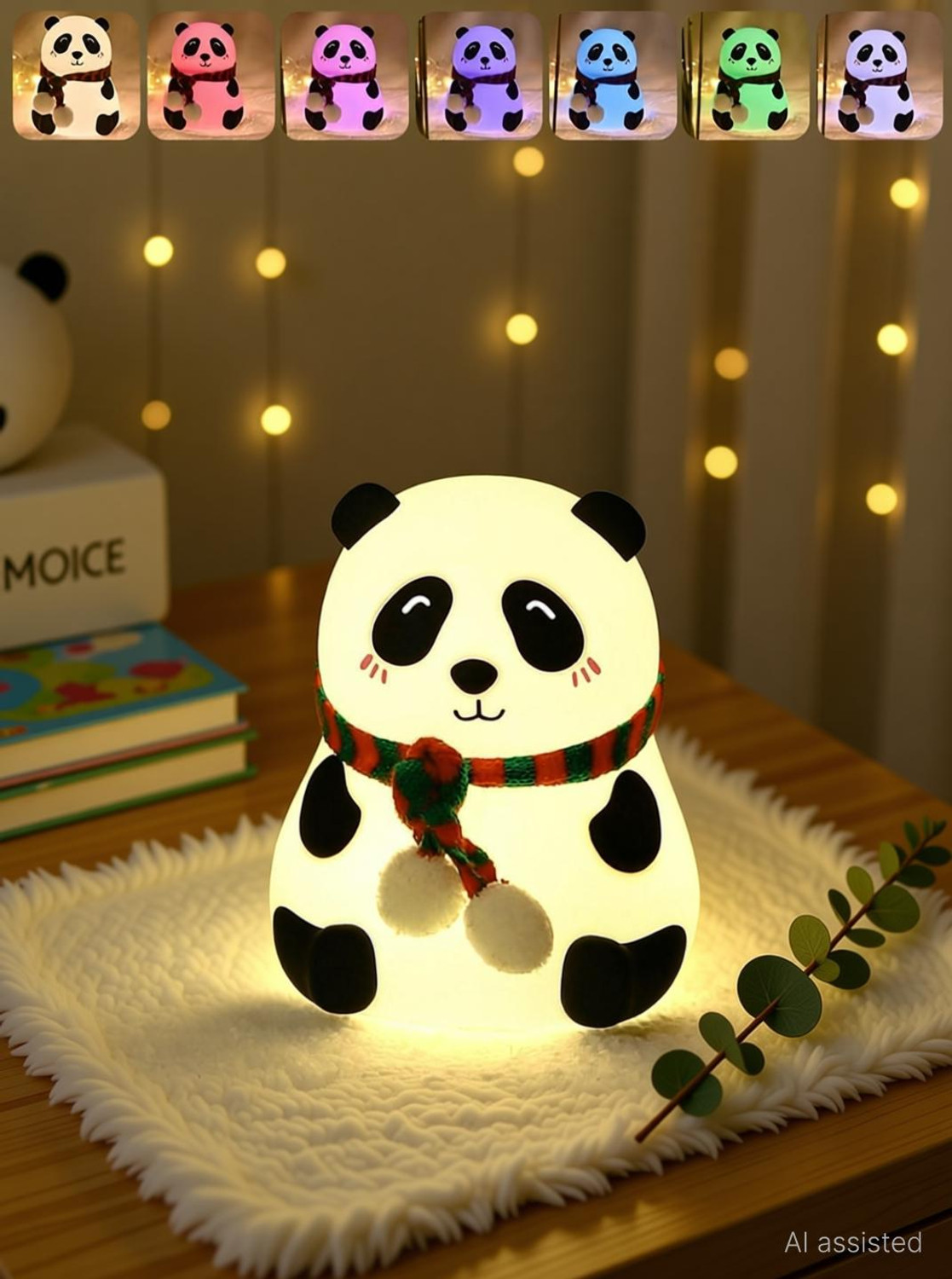 Image of Mira Farmcraft Adorable 7-Color LED Changing Lamp Silicone Cute Panda Rechargeable Night Light Table Lamp