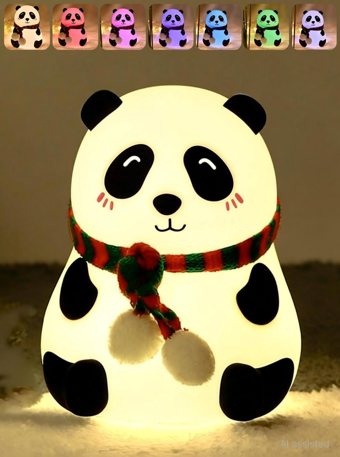 Image of Mira Farmcraft Adorable 7-Color LED Changing Lamp Silicone Cute Panda Rechargeable Night Light Table Lamp