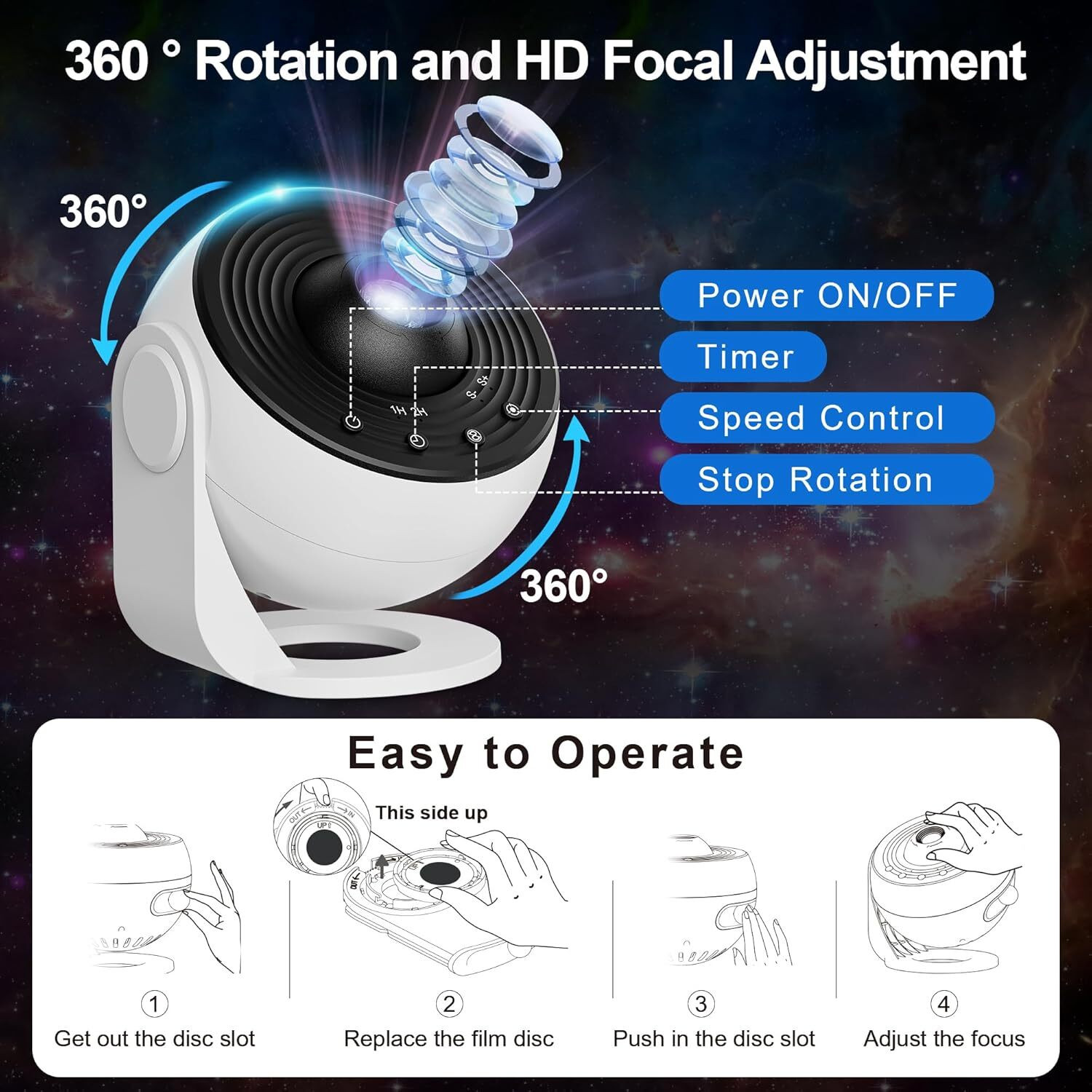 Image of WOLBLIX Galaxy Projector Pro for Bedroom, 13 in 1 Planetarium Star Projector (1 lm) Portable Projector