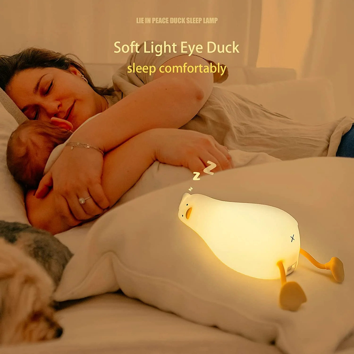 Image of Dwiti Enterprise Cute Silicone Duck Night Light, 3 Level Dimmable Touch Control Rechargeable Duck Night Lamp