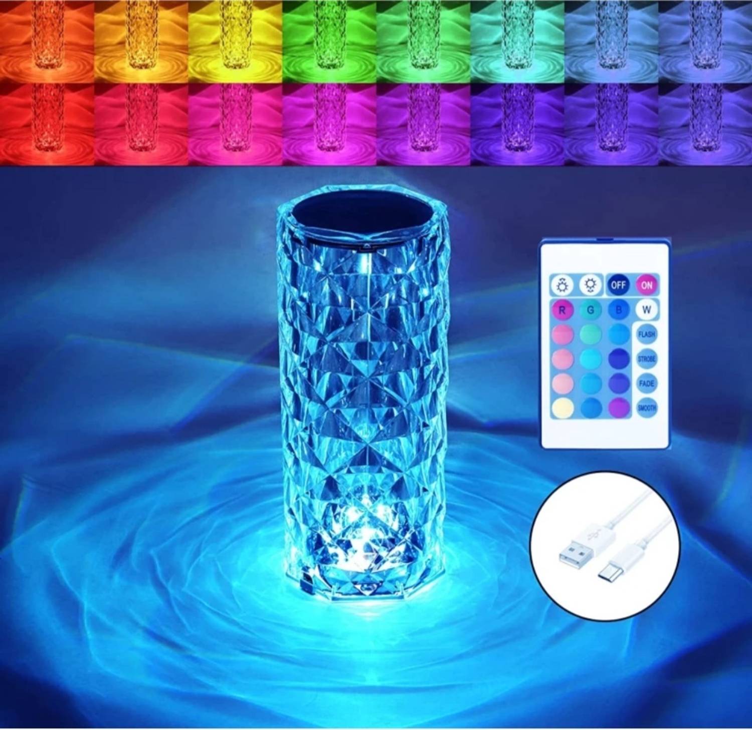 NinetyOneSix Crystal rose diamond 16 color rgb changing mode nigh