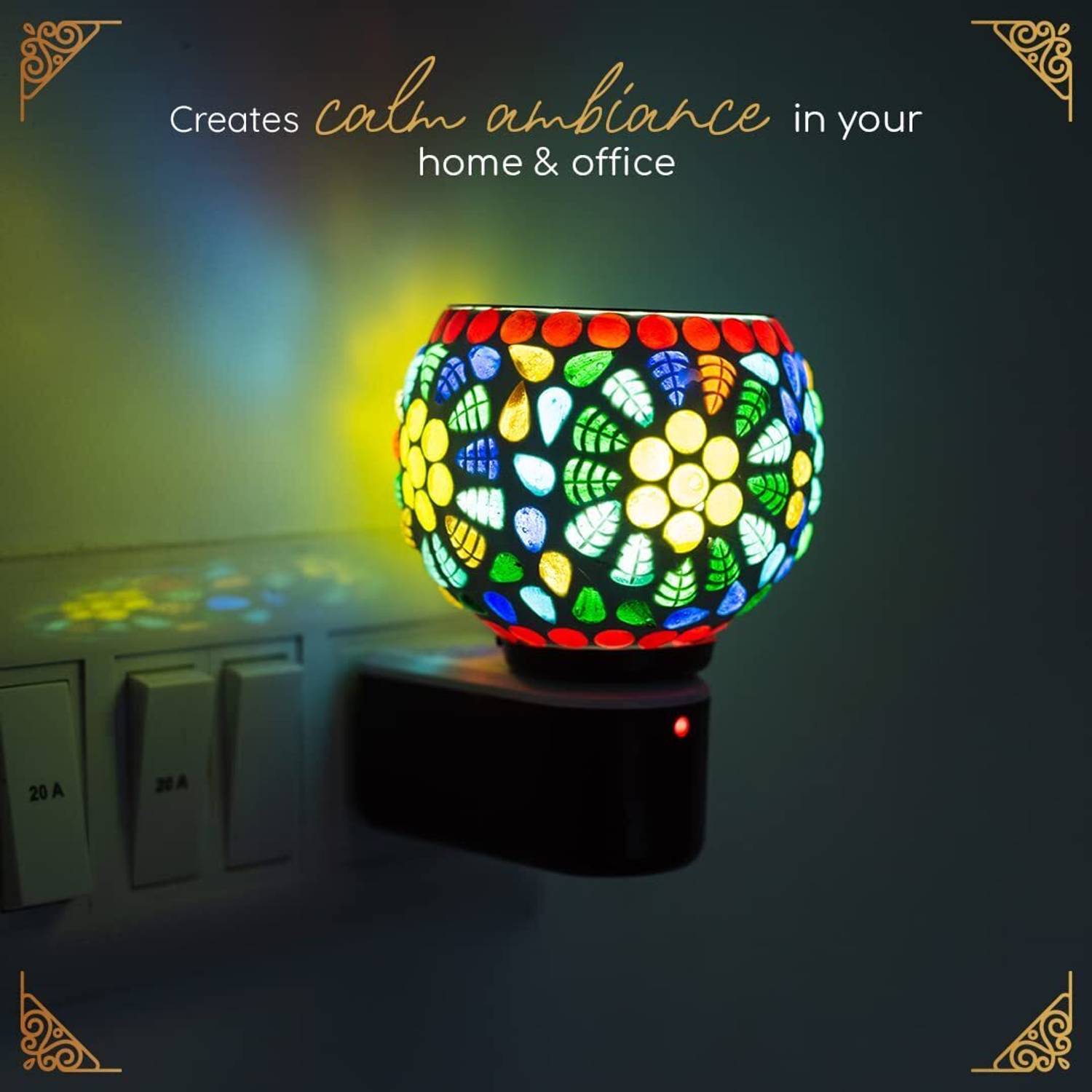 Adhvik Ceramic Aroma Diffuser Kapoor Dani Cum Night Lamp Multi Functional Essential Oil Table Lamp