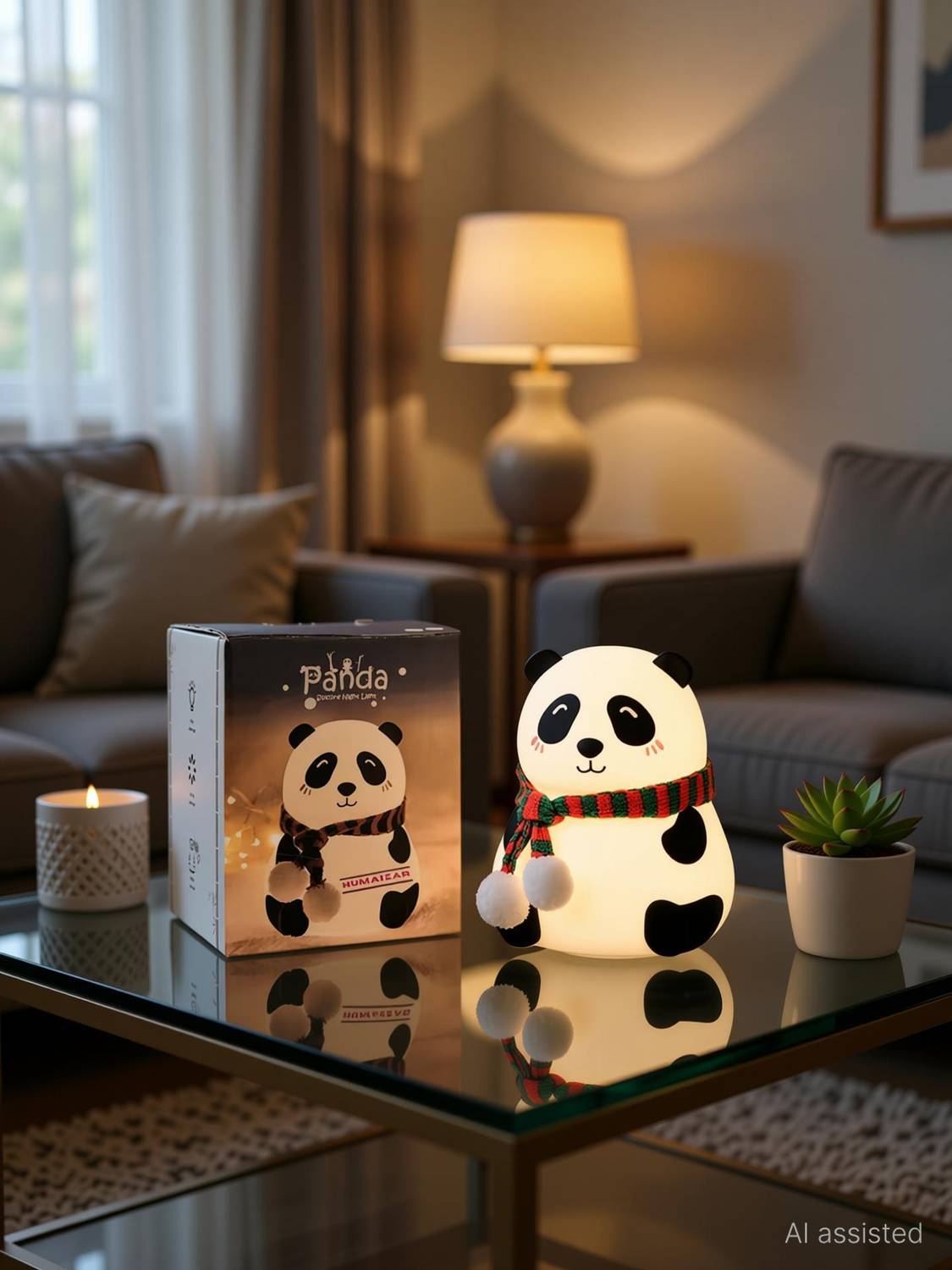 FIRSTLIKE Cute Panda USB Rechargeable Night Lamp - Image 1