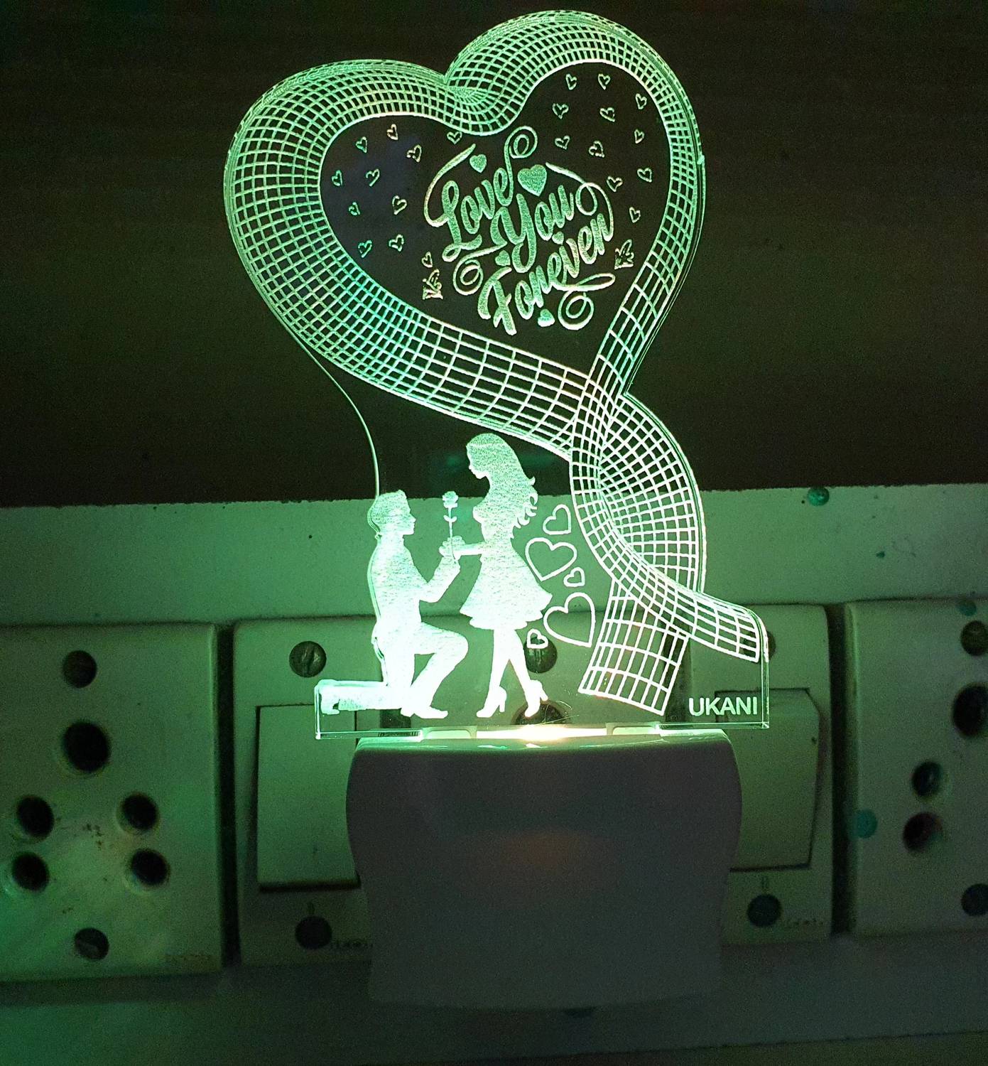 UKANI 3D Illusion LED Light Love you Forever Night Lamp (10 cm, M