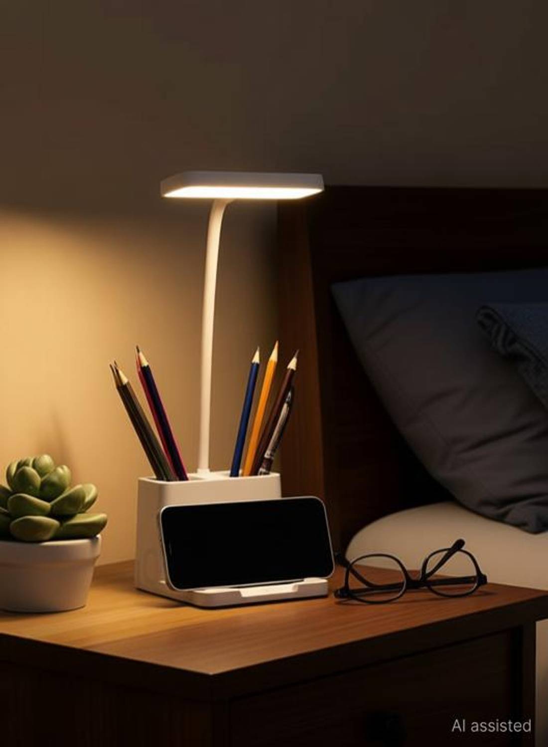 AKR Powerful Rechargeable Emergency lamp with Pen|Mobile Holder Desk Study Lamp