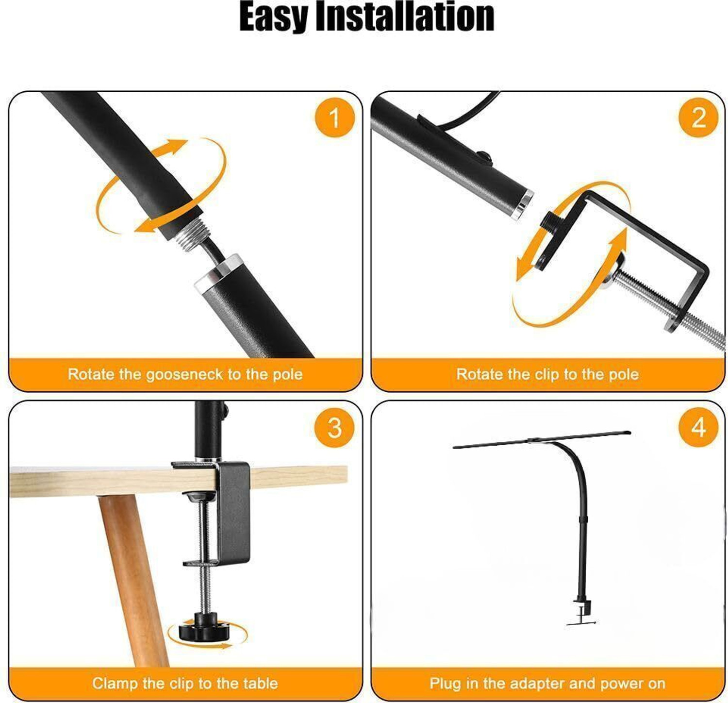 Image of XERGY Double Head LED Desk Clamp Lamp Light- with Adjustable Arms Table Lamp