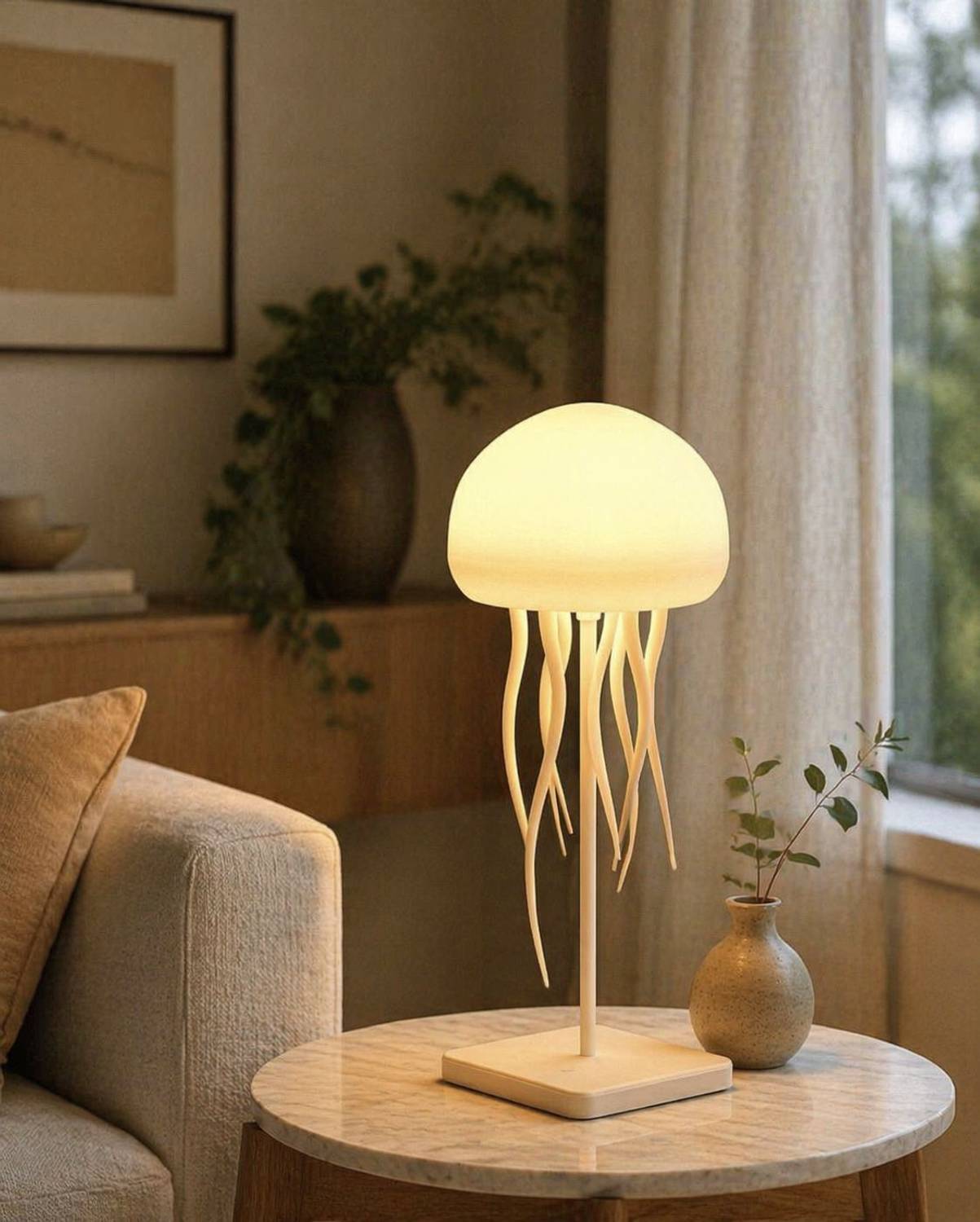 SLDS Mood Light Jelly Fish Table Lamp (17 cm, Brown)
