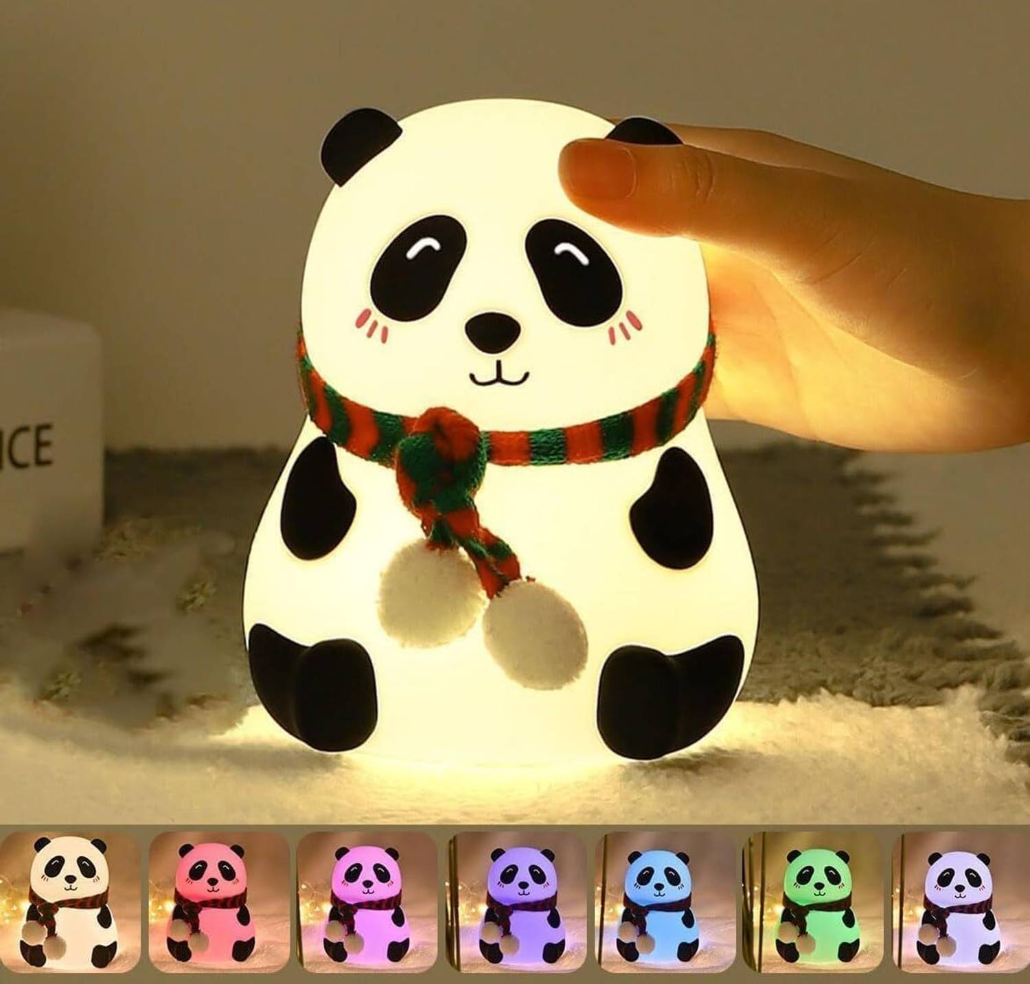Fortay Cute Panda USB Rechargeable 7-Colors Changing Light 14 cm
