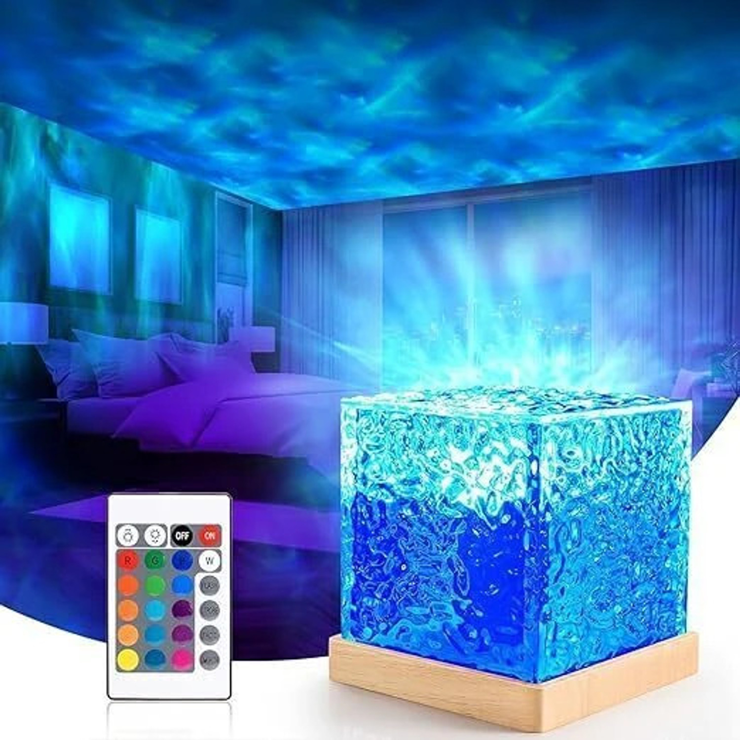 Image of AADGEX Ocean Wave Water Night Light Projector 3D Water Wave Effect Table Lamp