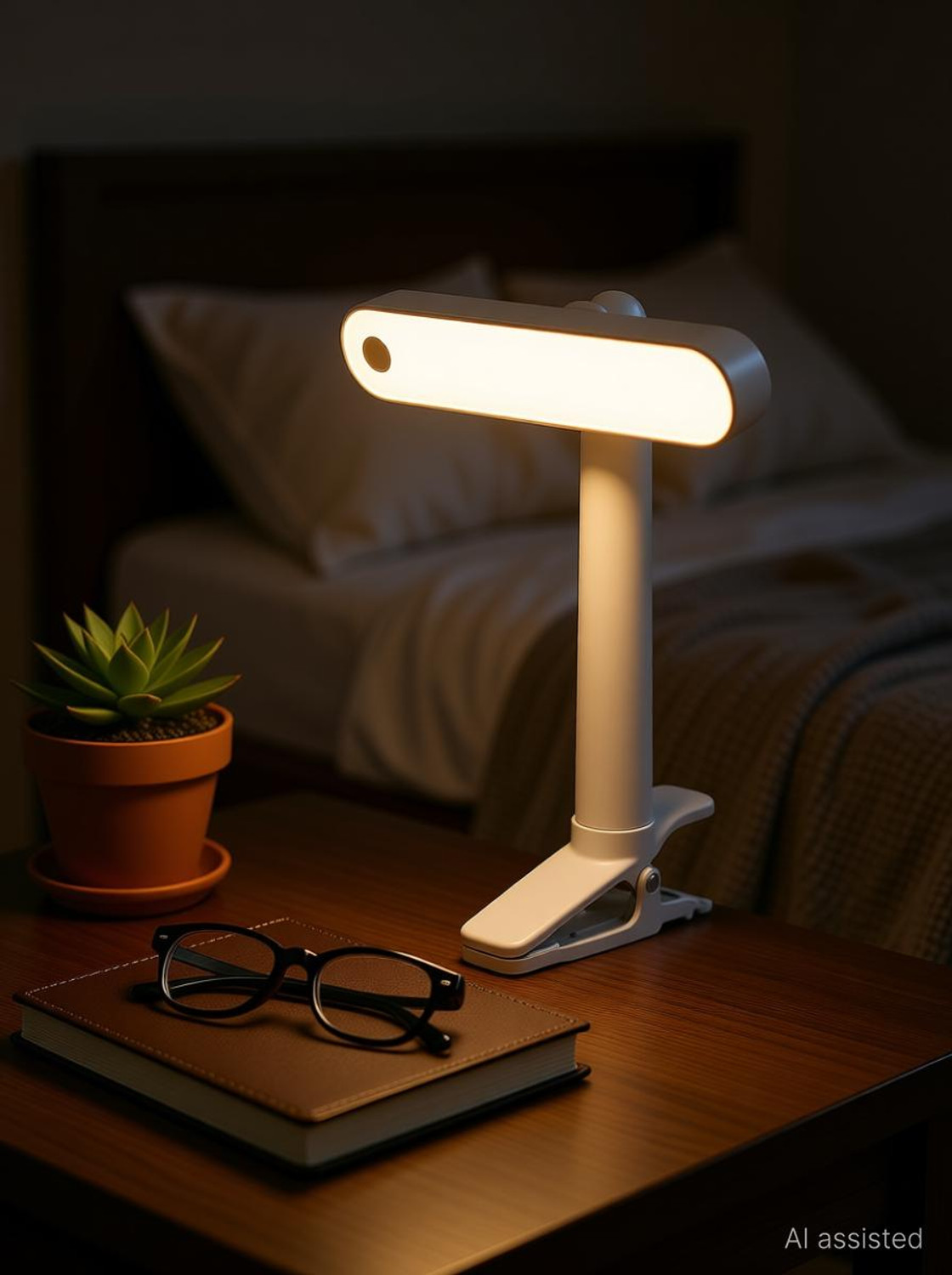 Image of FOKRIM 3 color mode Rechargeable with Touch Sensor on /off, 360 Degree Rotating Study Lamp (15 cm, White)