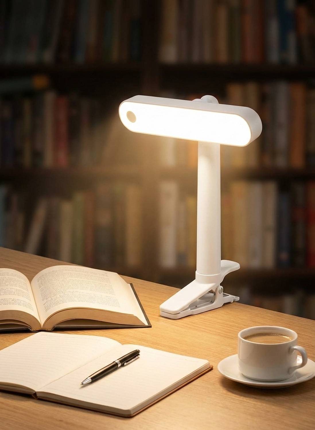 FOKRIM 360 degree rotating portable, Rechargeable clip study lamp