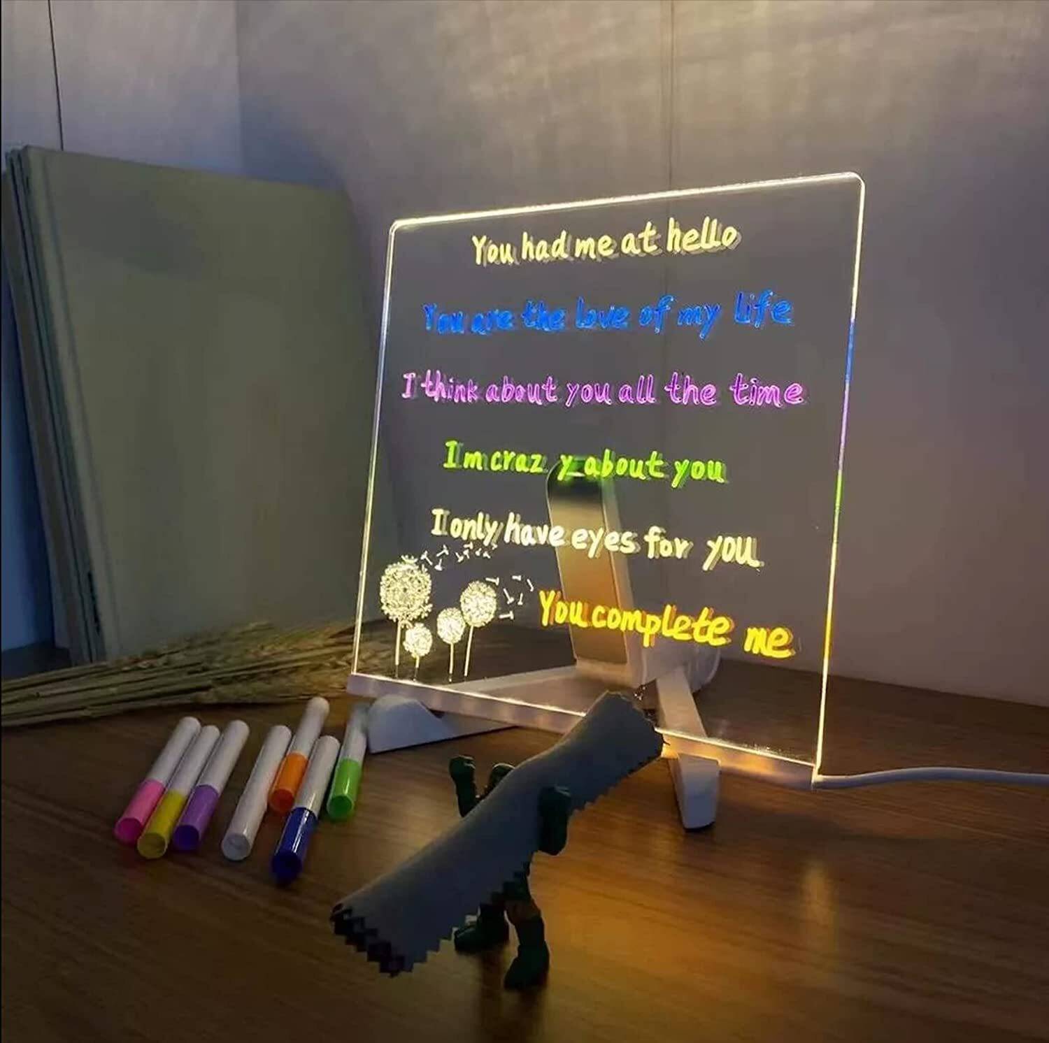 VVG TRADERS new 3D Acrylic Message Note Board LED Lamp Holiday Li