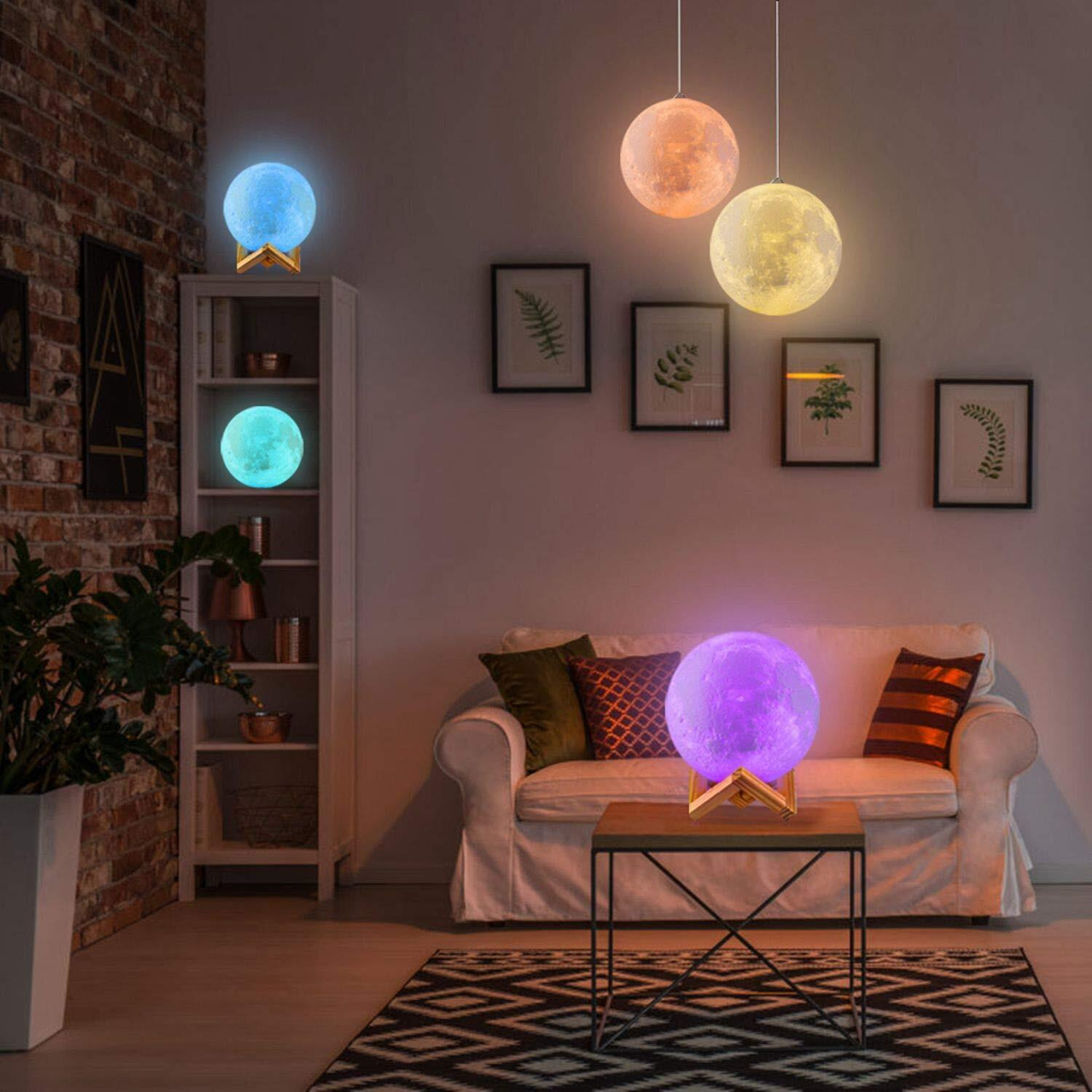 Image of Viramart Moon Lamp 3D 7 Color Changing Moon Light Night Table lamp Night Lamp