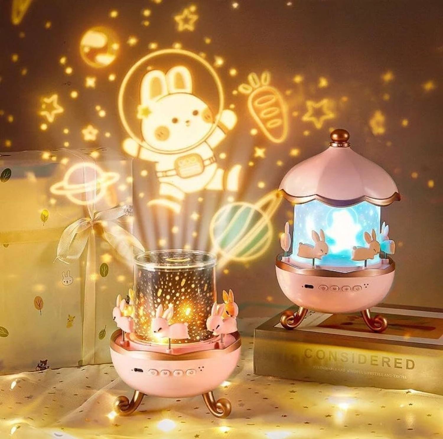 chahal pahal Bunny Carousel Night Light Projector - Image 5