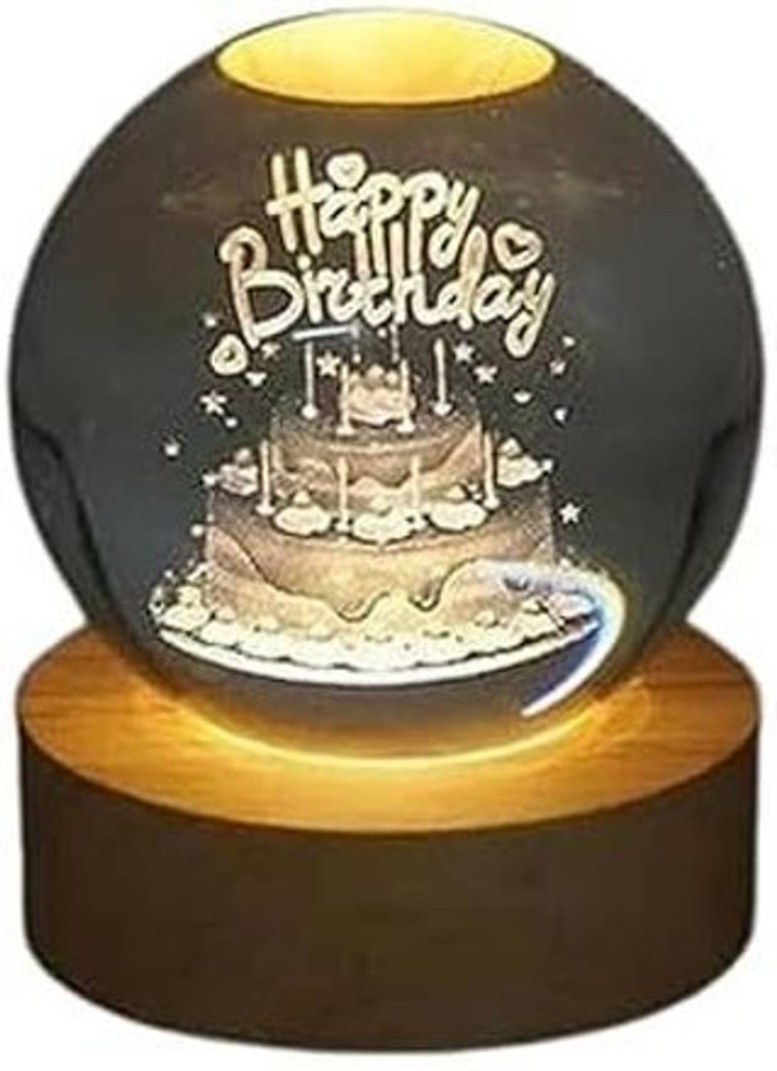 AuraHaven Happy Birthday Crystal Ball USB Lamp Decorative Showpiece Night Lamp