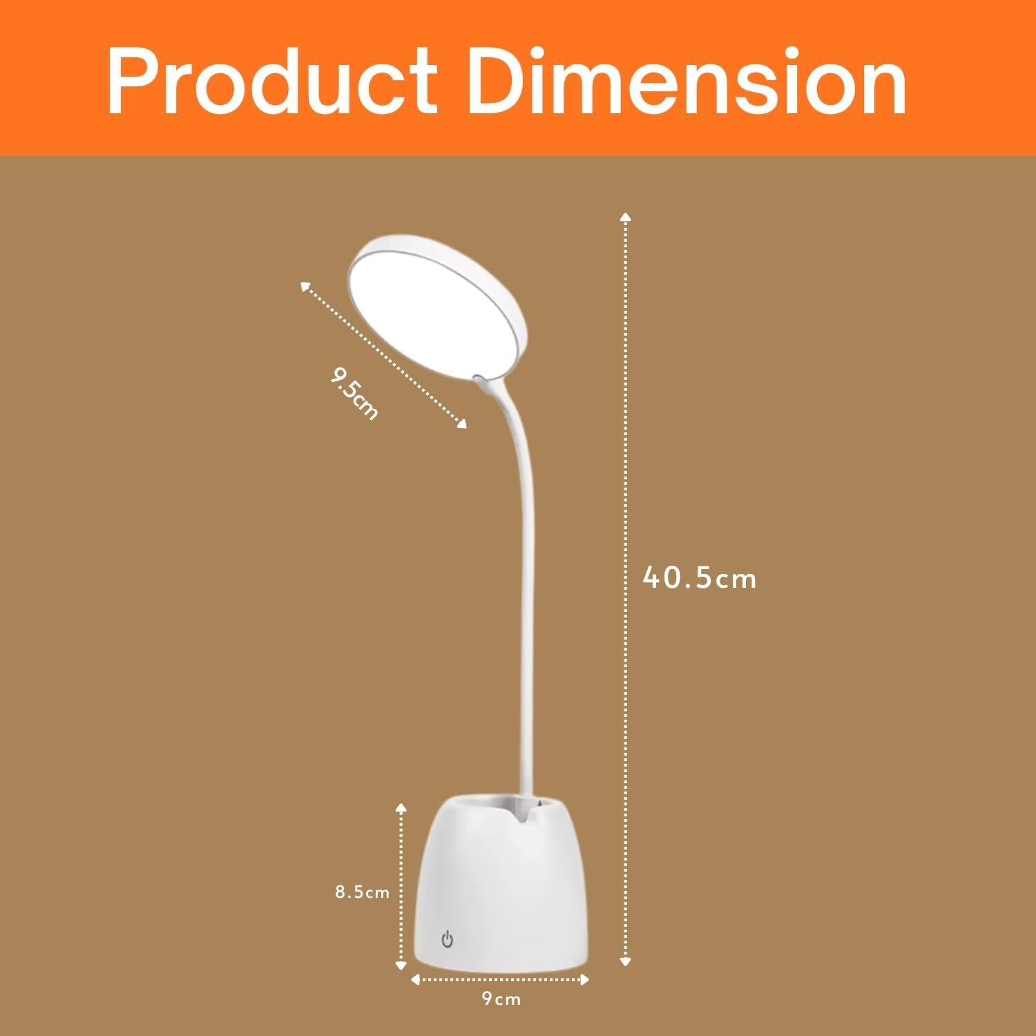Image of One94Store RoundGlow Rechargeable LED Desk Lamp - Touch Control Table Lamp with 1200mAh Study Lamp
