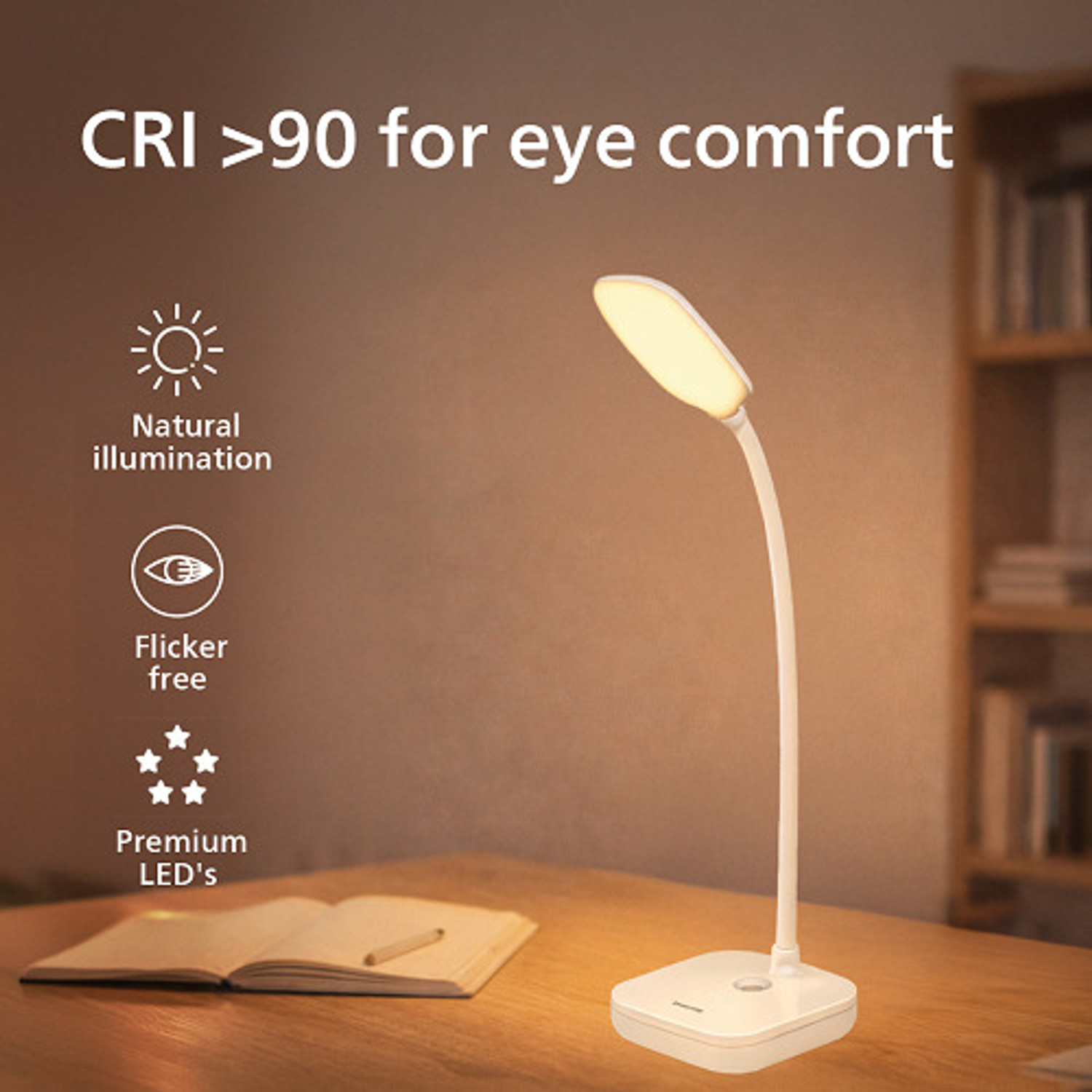 Image of PHILIPS 5W VION White LED Desk Light, 3-in-1, EyeComfort Technology Adjustable Design Table Lamp